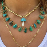 Pacific Blue Chalcedony Mushroom Charm Charm Maura Green