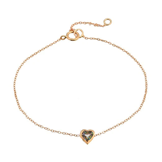 Dainty Heart Bracelet Bracelet Jaine K Designs Rainbow Topaz / YGold