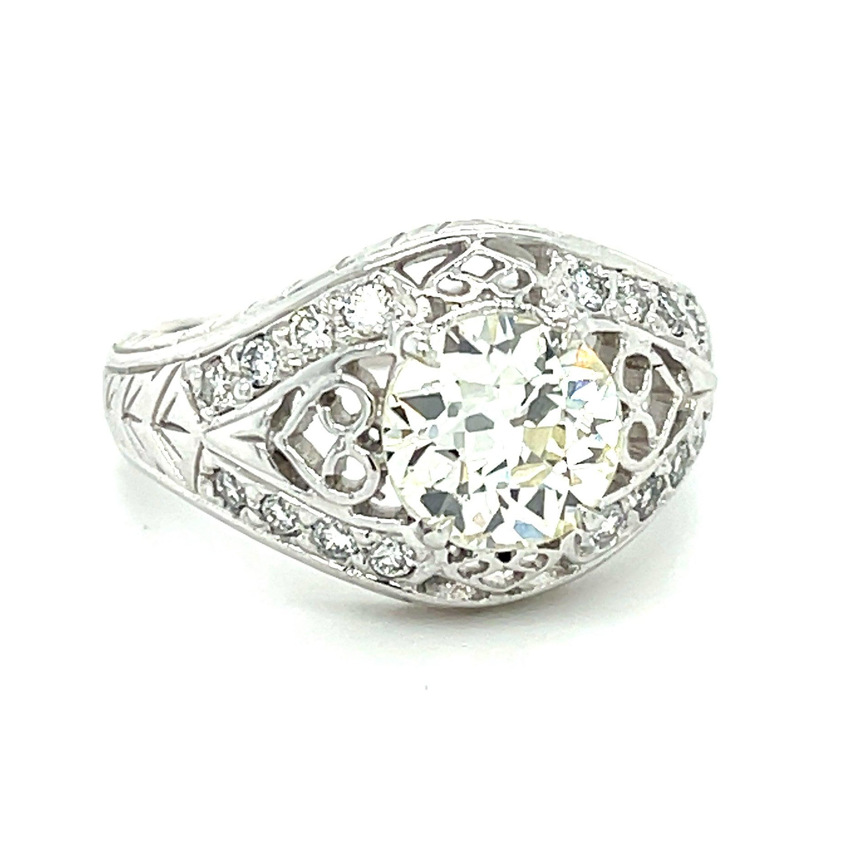 VS1 Old European Diamond Ring Cocktail Ring Roseark Vintage