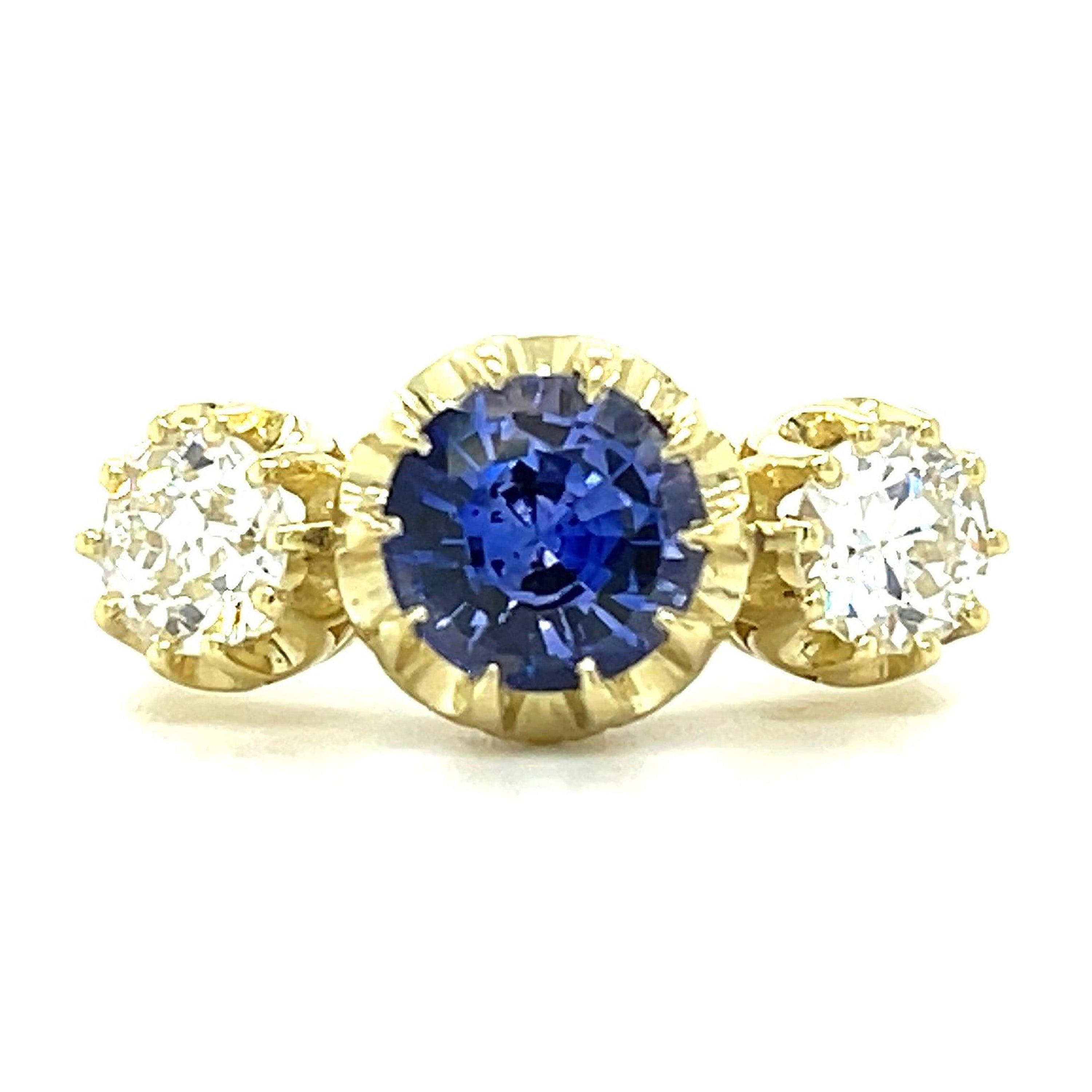 GIA Old European Diamond & Sapphire Ring Ring Roseark Vintage