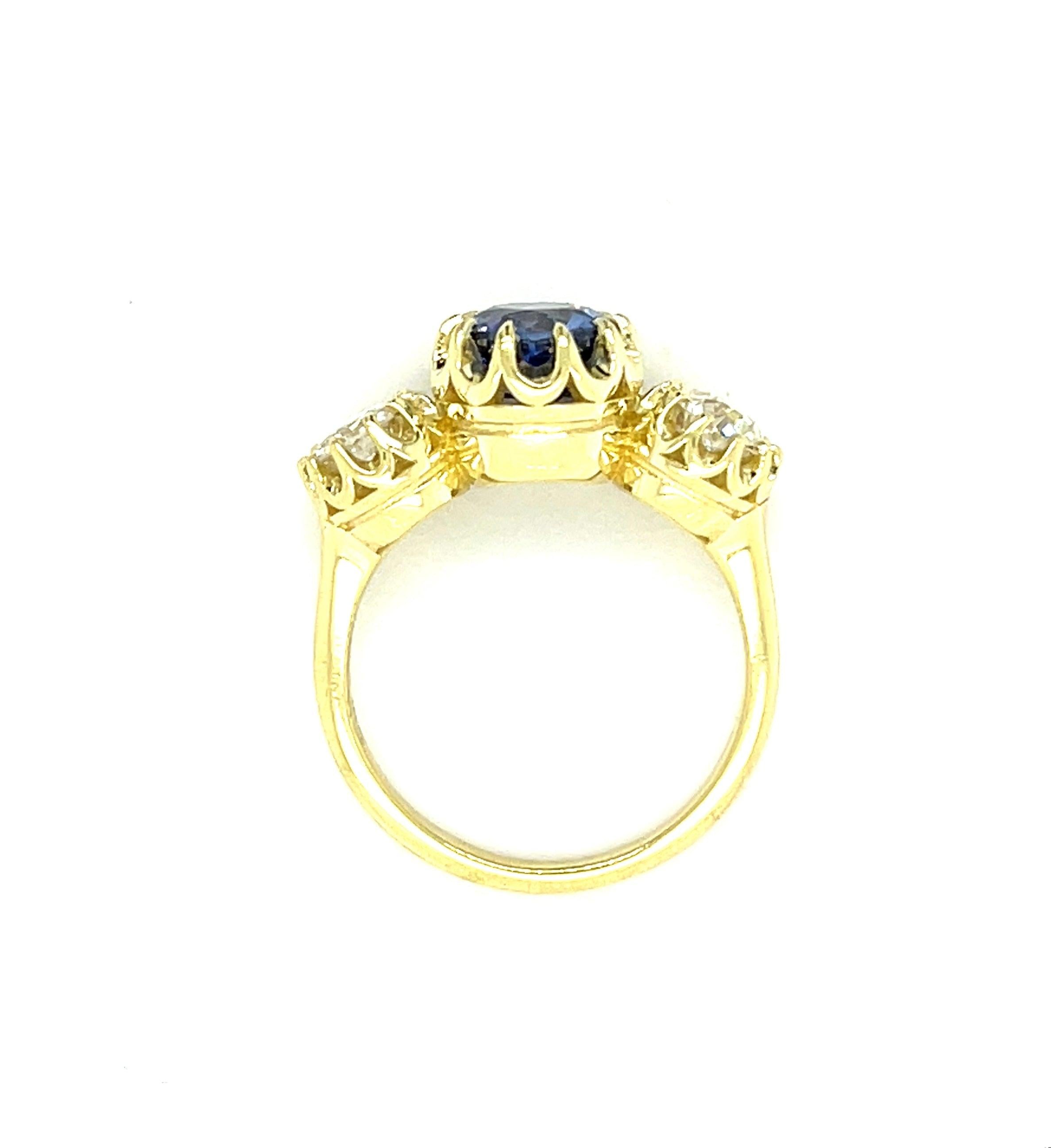 GIA Old European Diamond & Sapphire Ring Ring Roseark Vintage