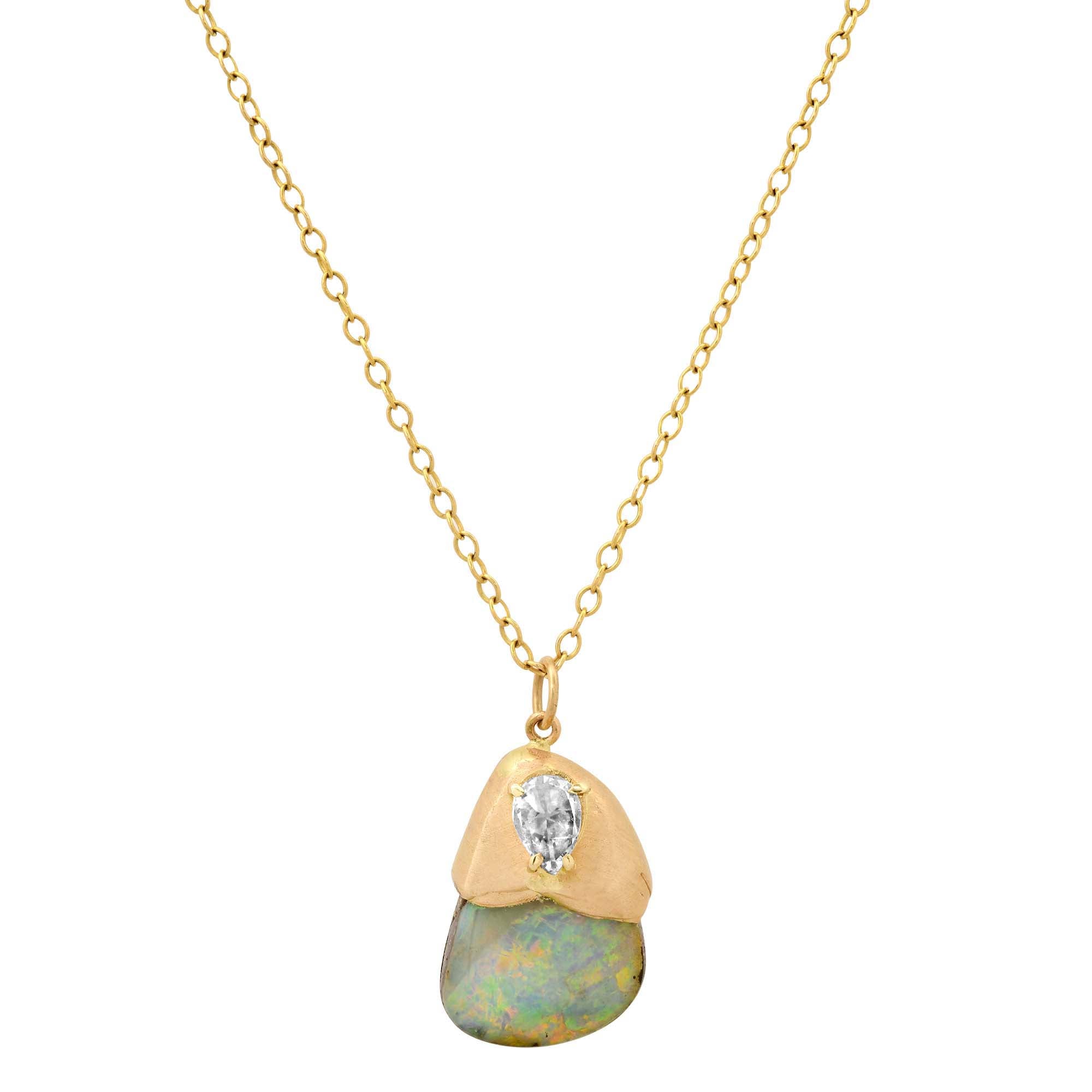 Melted Opal Necklace Charm Necklace Elisabeth Bell Jewelry