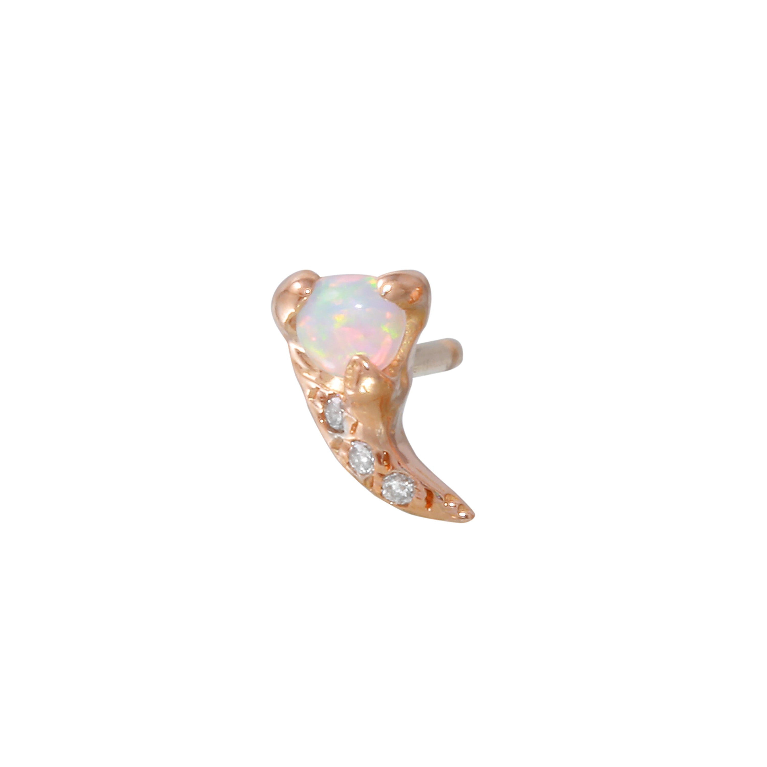 Opal Fang Pave Stud Earring Stud Earrings Jaine K Designs Single
