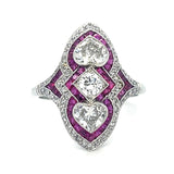 Heart Diamond Ruby Handmade Ring Statement Ring Roseark Vintage