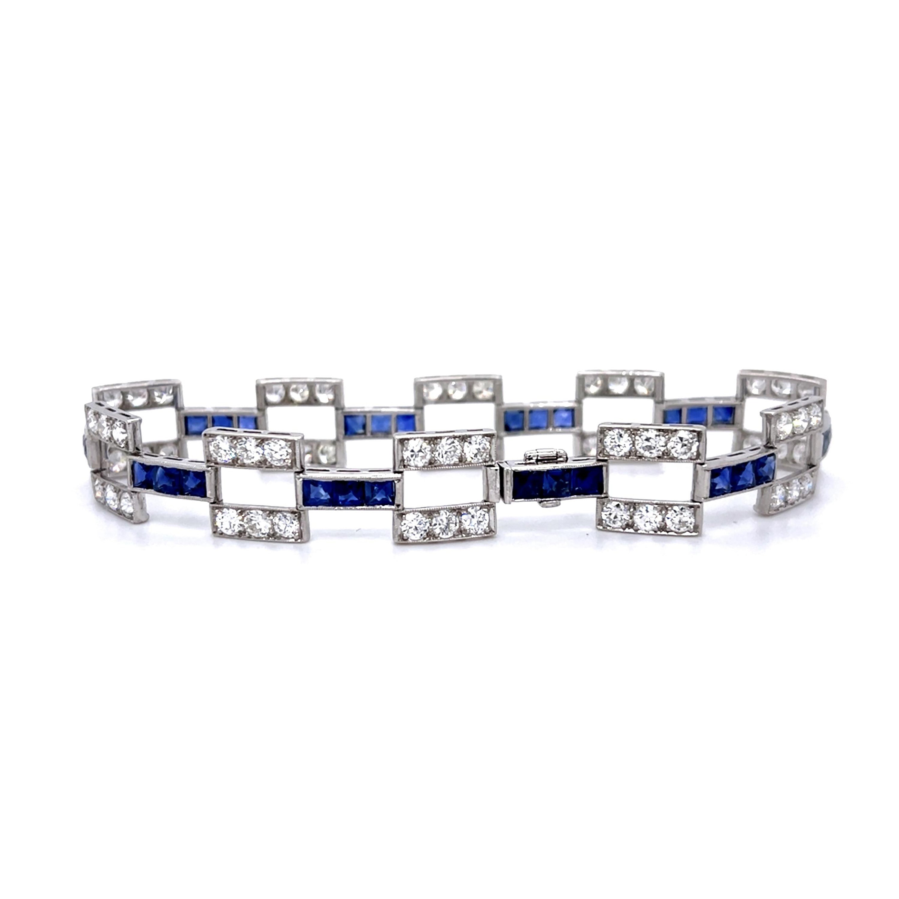 Diamond Sapphire 1930S Bracelet Bracelet Roseark Vintage