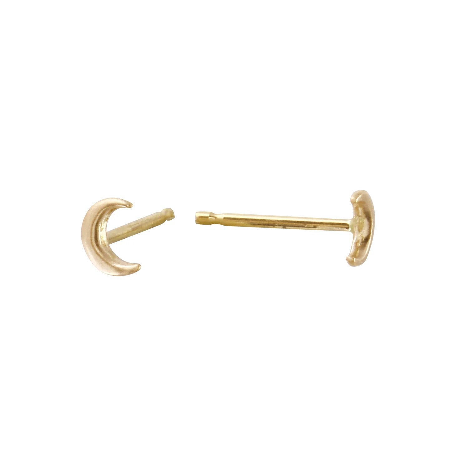 Dainty Moon Stud Stud Earrings Jaine K Designs Pair Yellow Gold