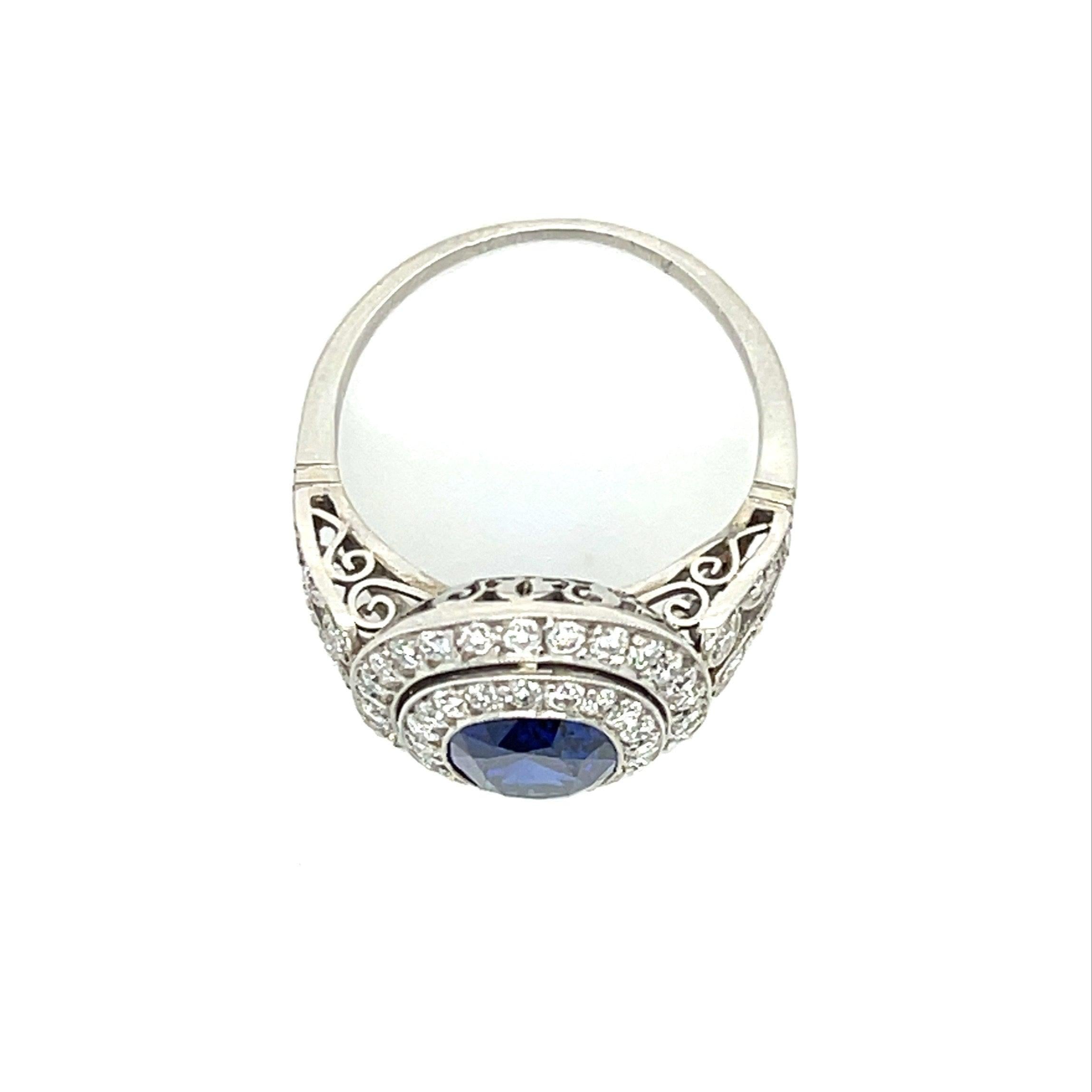 GIA Sri Lanka Sapphire Handmade Ring Statement Ring Roseark Vintage
