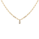 Baguette Diamond Box Link Chain Necklace Choker Necklace Jaine K Designs Yellow Gold