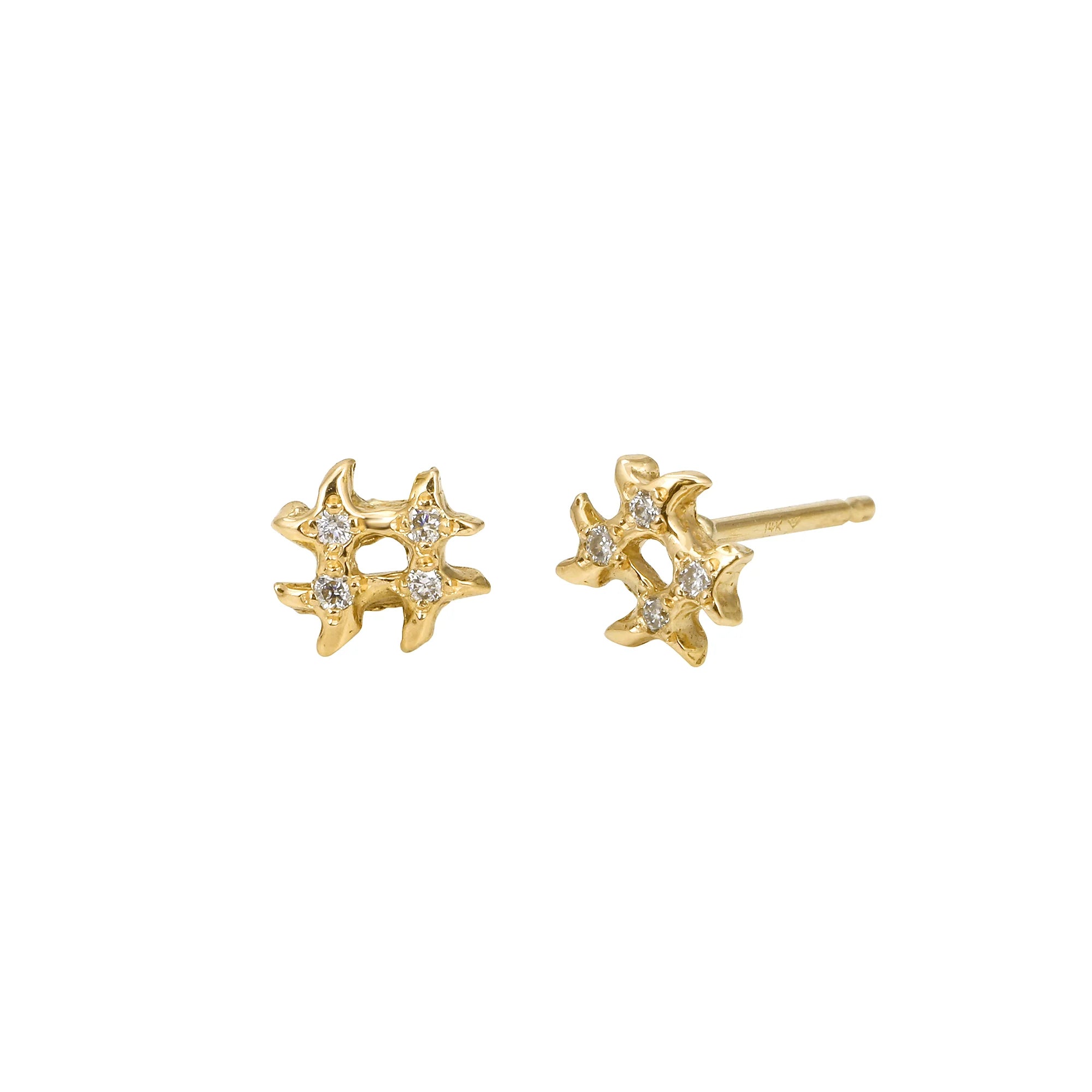 Pave Hashtag Stud Stud Earrings Jaine K Designs Yellow Gold  