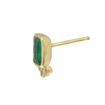 Rectangle Emerald w/ Triple Diamond Stud Earring Stud Earrings Jaine K Designs Single