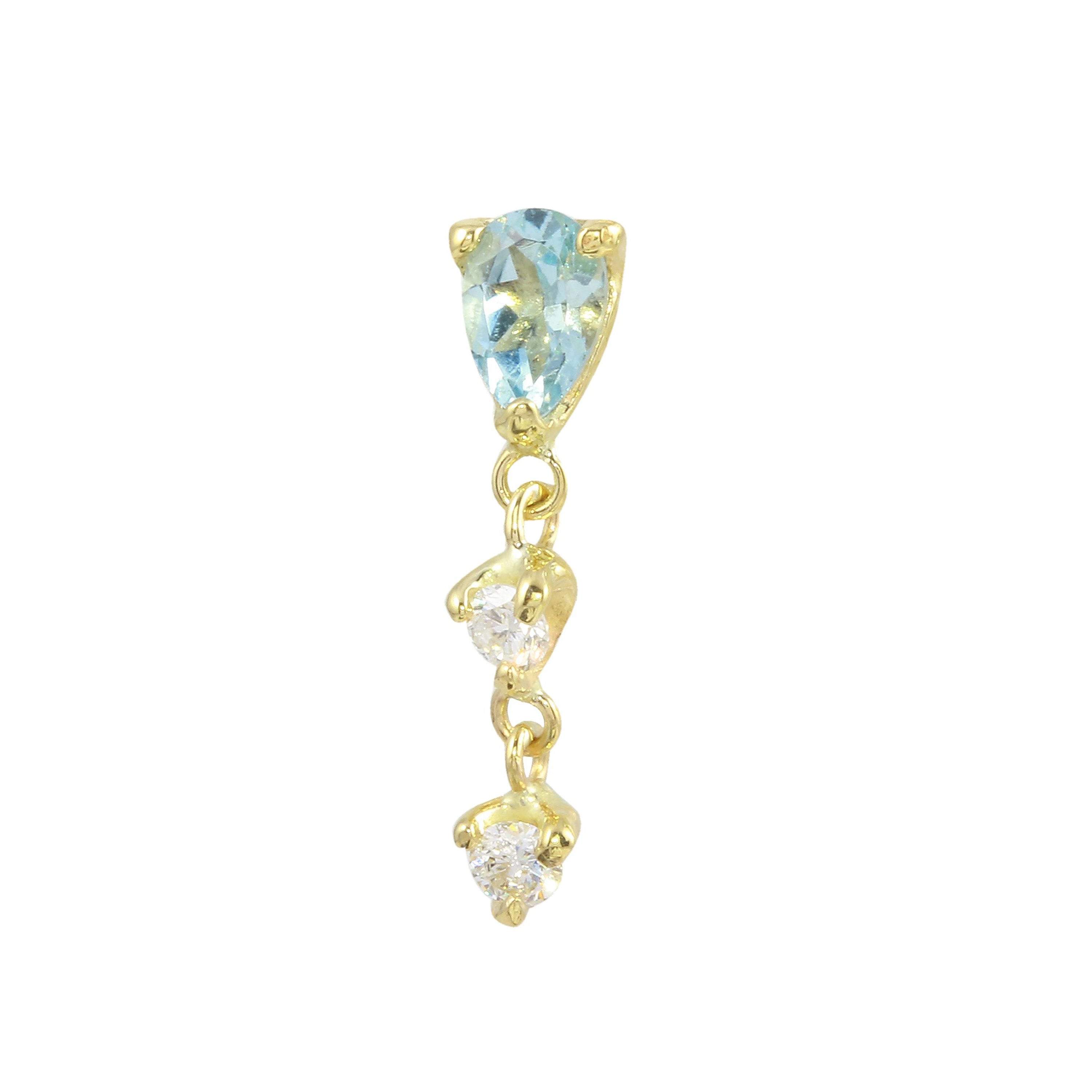 Pear Aquamarine and Diamond Drops Drop Earrings Jaine K Designs Single