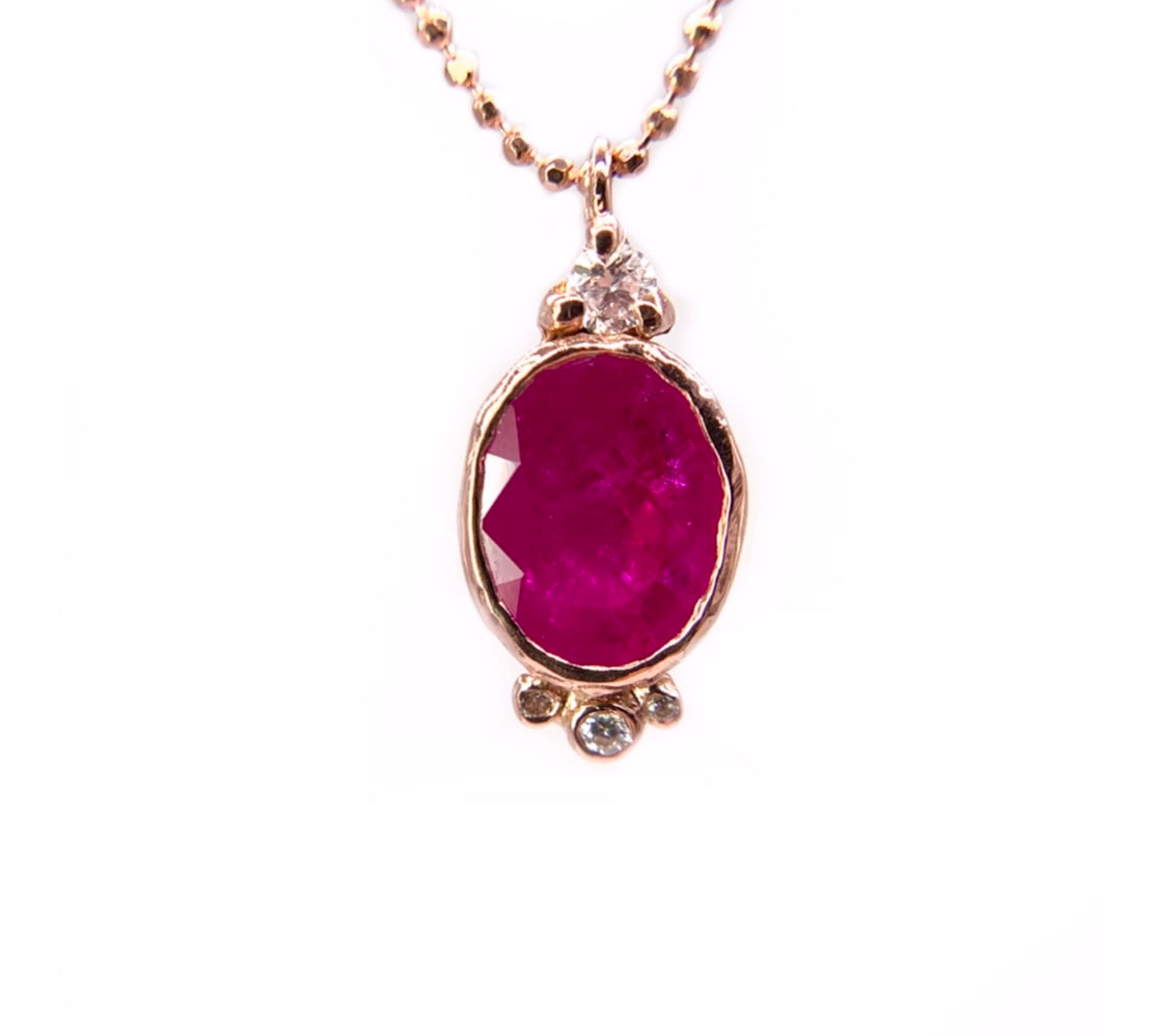 Oval Necklace, Ruby Pendant Jaine K Designs   