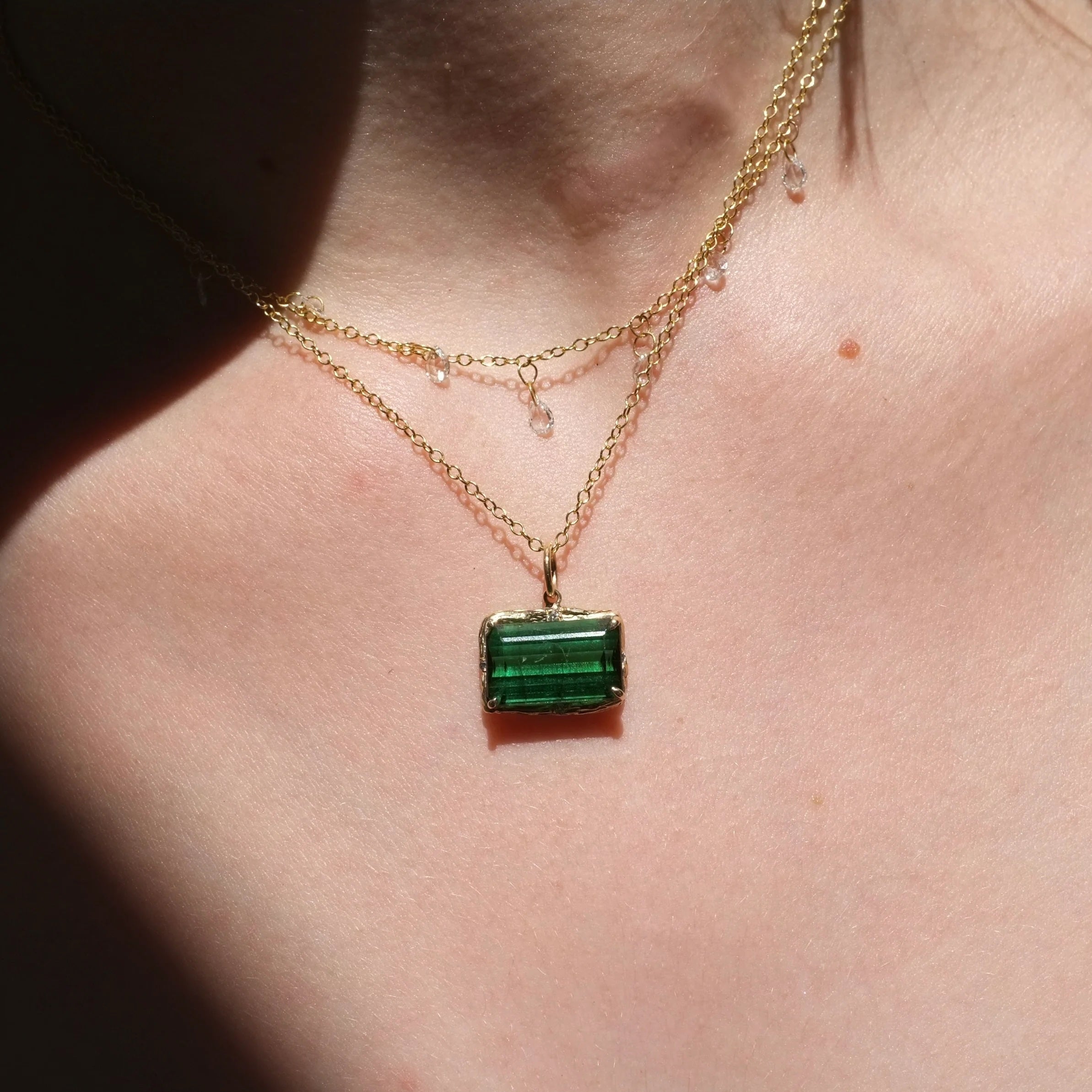Green Tourmaline Necklace Pendant Necklace Elisabeth Bell Jewelry
