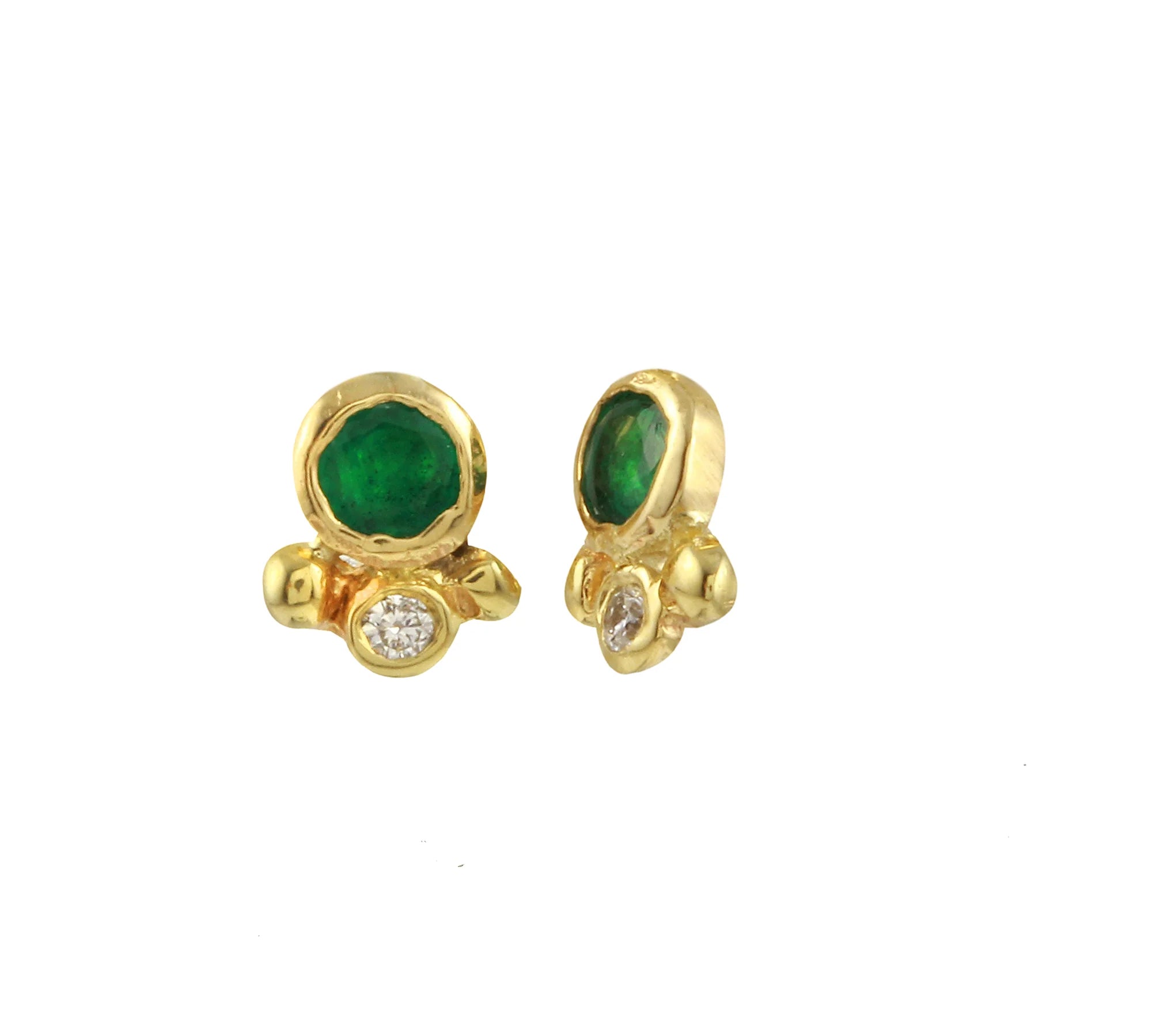 Emerald and Diamond Triple Dot Stud Stud Earrings Jaine K Designs   