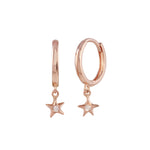 Huggie with Diamond Star Huggie Earrings Jaine K Designs Pair Rose gold
