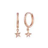 Huggie with Diamond Star Huggie Earrings Jaine K Designs Pair Rose gold