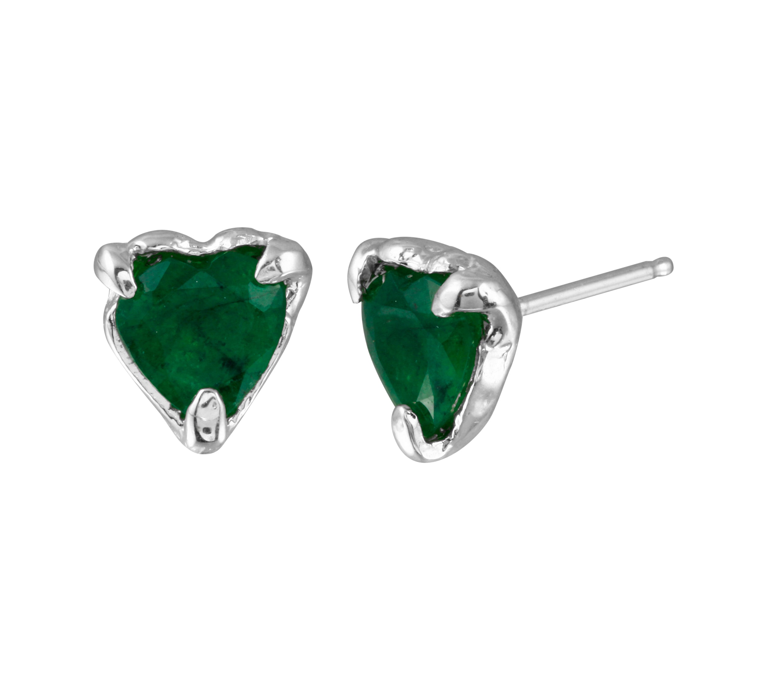 Large Emerald Heart Stud Stud Earrings Jaine K Designs   