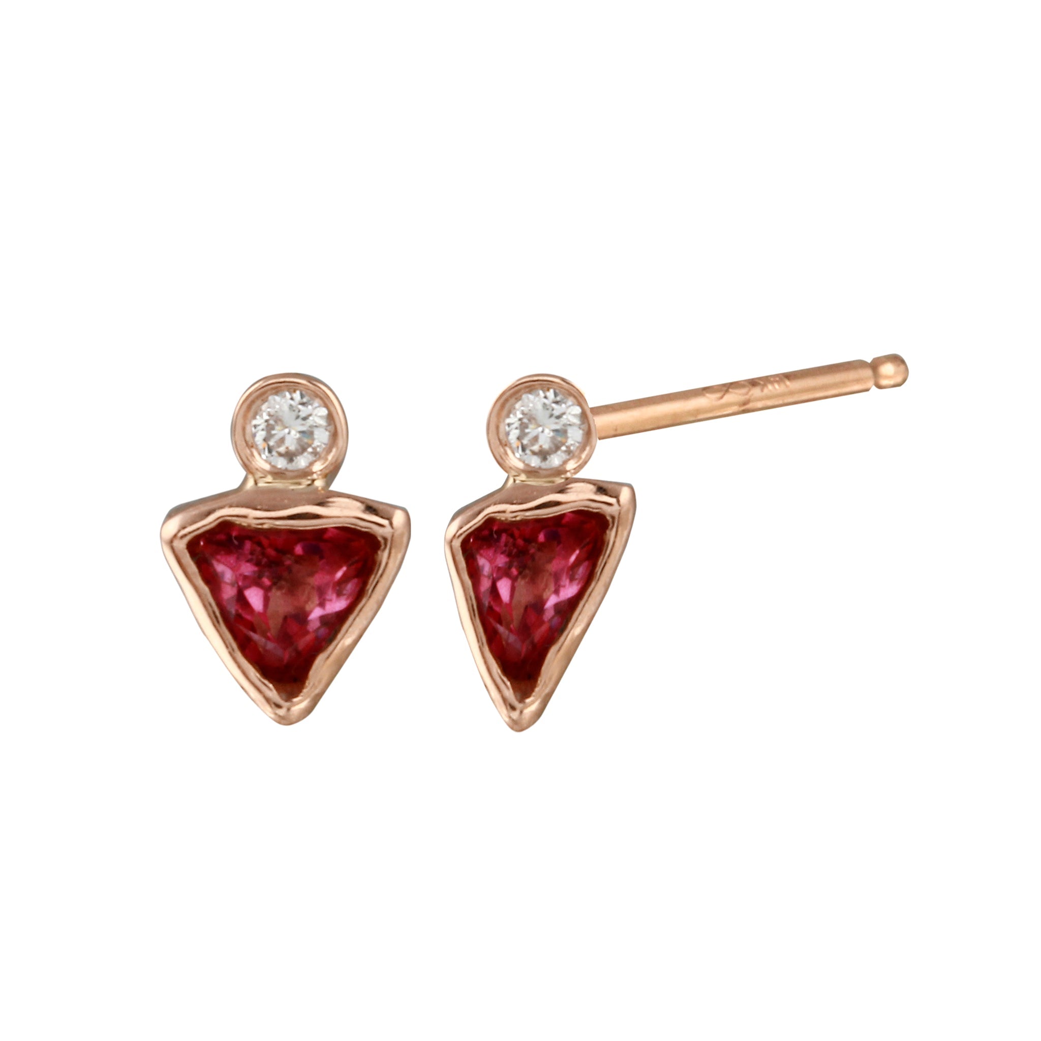 Triangle Topaz & Diamond Stud Earring Stud Earrings Jaine K Designs Pair
