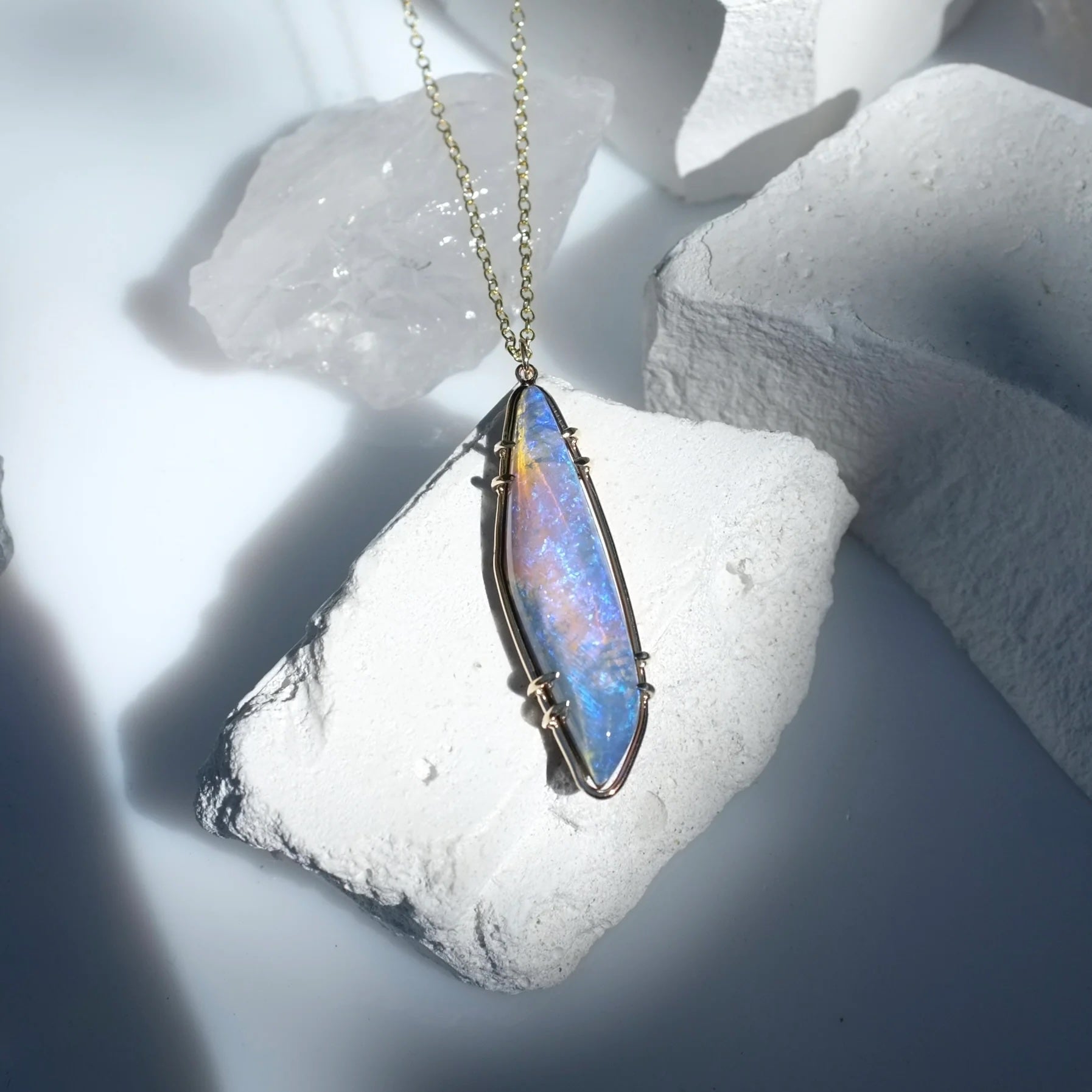 Lunar Opal Necklace Pendant Necklace Elisabeth Bell Jewelry
