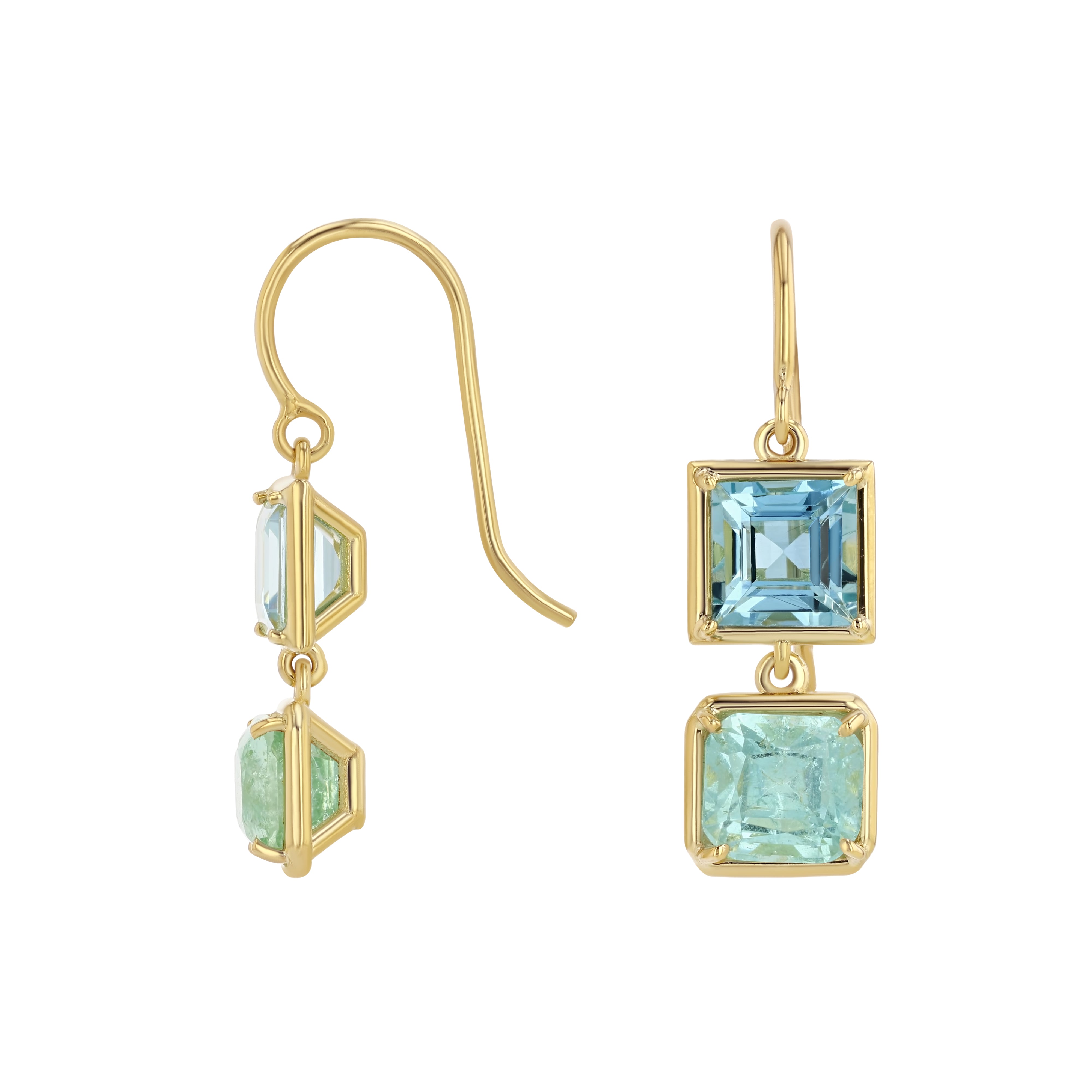 Aquamarine Seafoam Tourmaline Drop Earrings Drop Earrings Amy Gregg Jewelry
