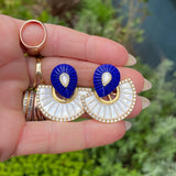 Bond Street Fan Lapis MOP Earrings, Large Statement Earrings Latelier Nawbar