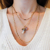 Iridescent Pearl Mushroom Charm with Diamond Charm Maura Green
