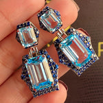 Topaz Sapphire Drop Earrings Statement Earrings Goshwara