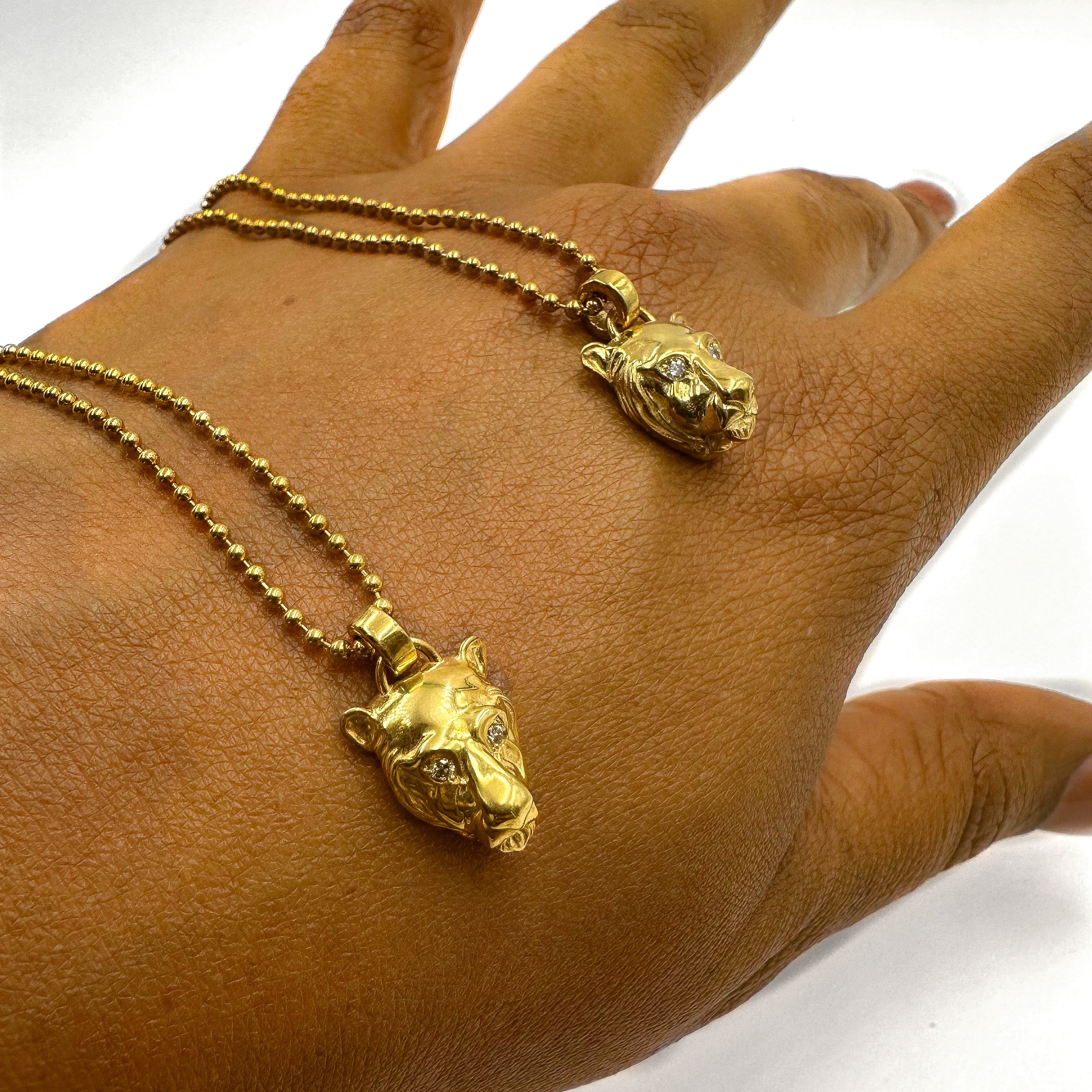 Lioness Charm Necklace with Diamond Eyes Charm Necklace MAE + LANG