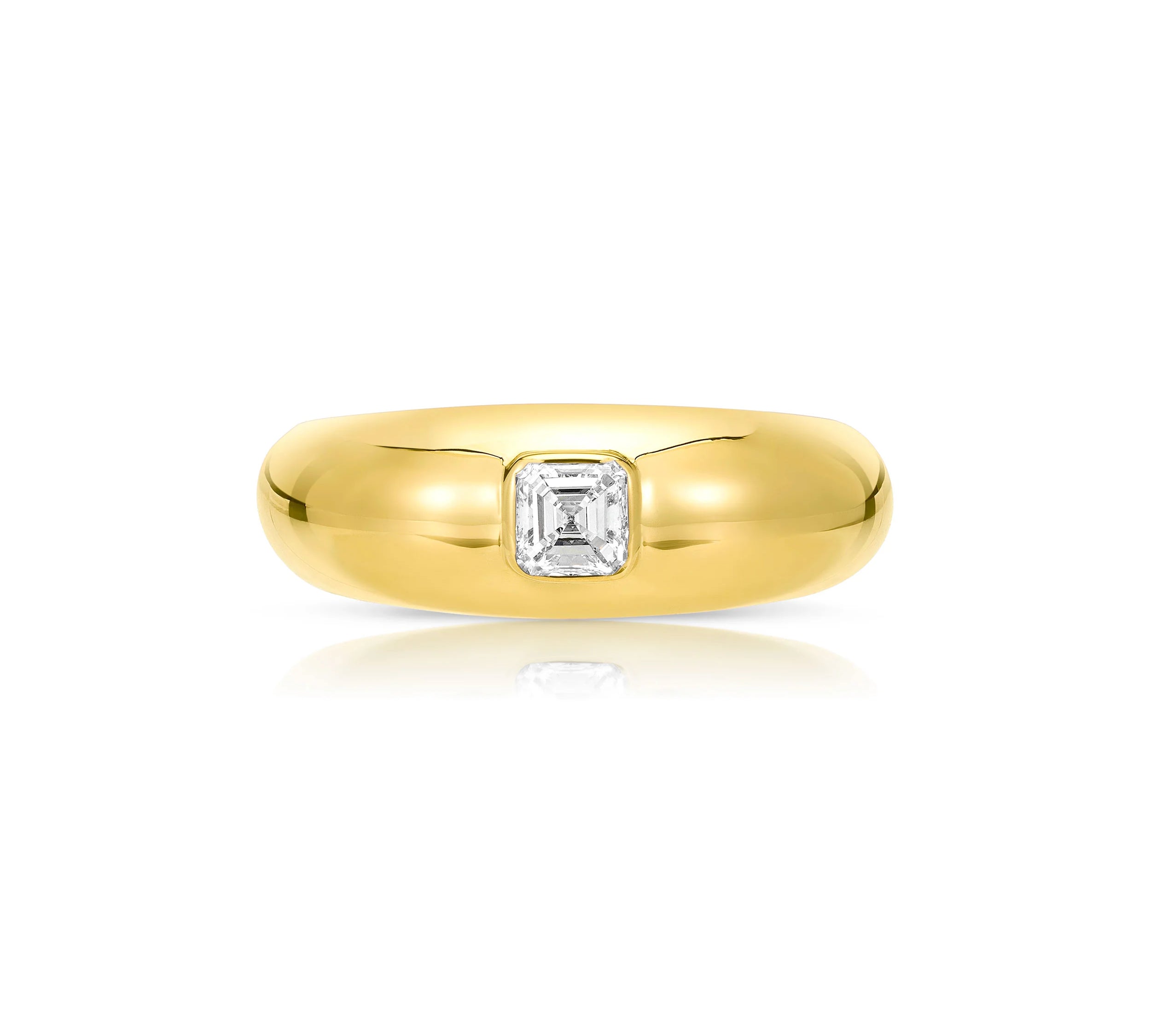 Asscher Dome Ring Band Carbon and Hyde Yellow Gold  
