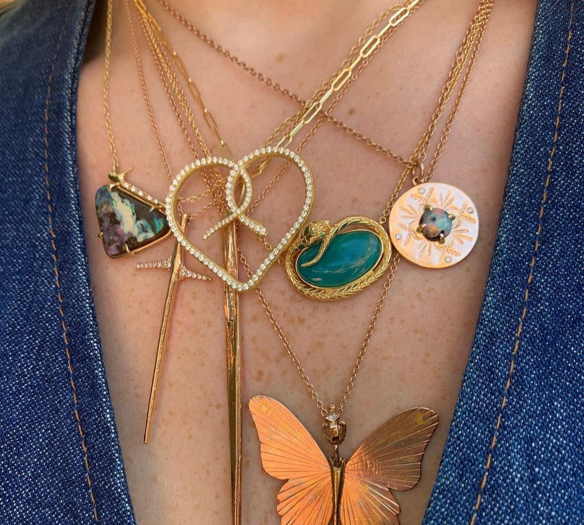 Gem Silica Snake Necklace Pendant Necklace Perez Bitan