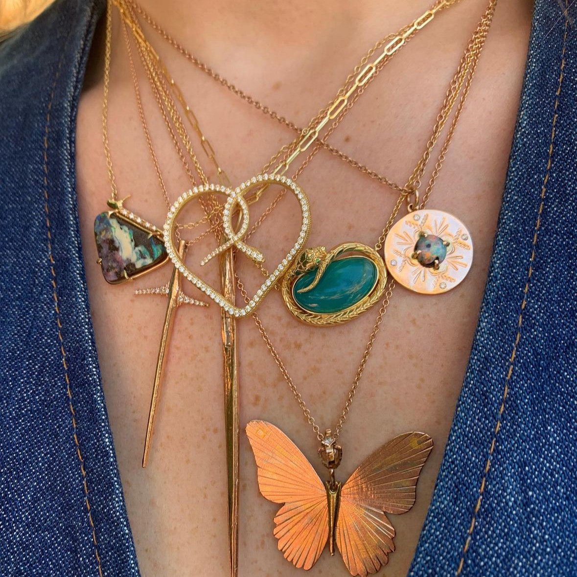 Gem Silica Snake Necklace Pendant Necklace Perez Bitan