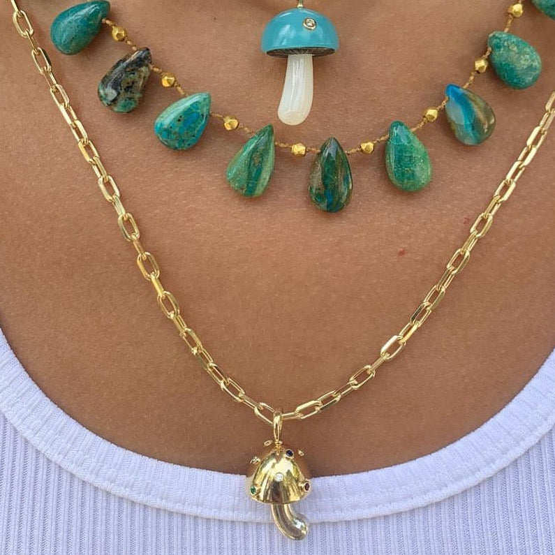 Multistone Sputnik Mushroom Charm Charm Maura Green