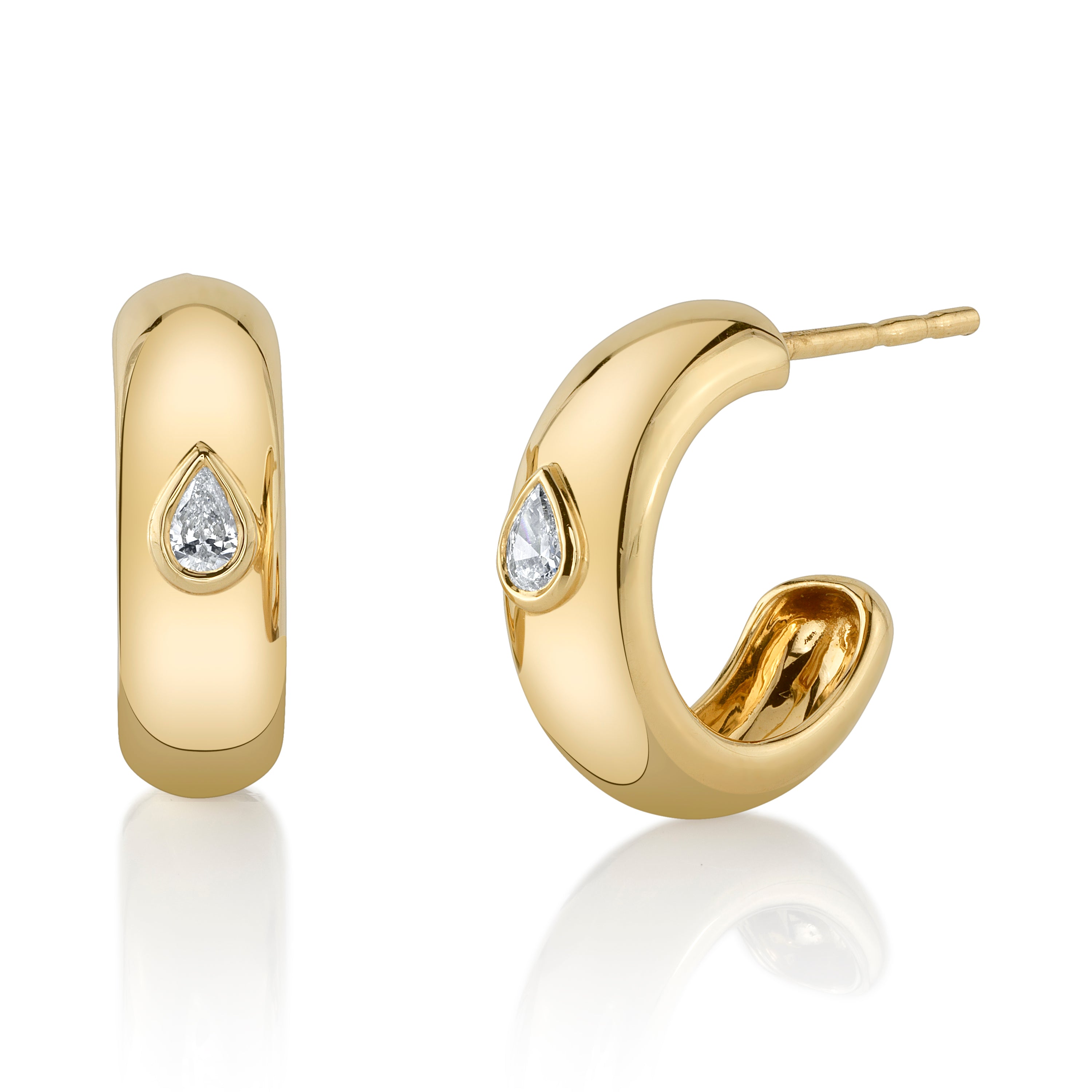 Pear-Shaped Diamond Mini Half-Hoop Huggie Earrings Roseark Deux Pair