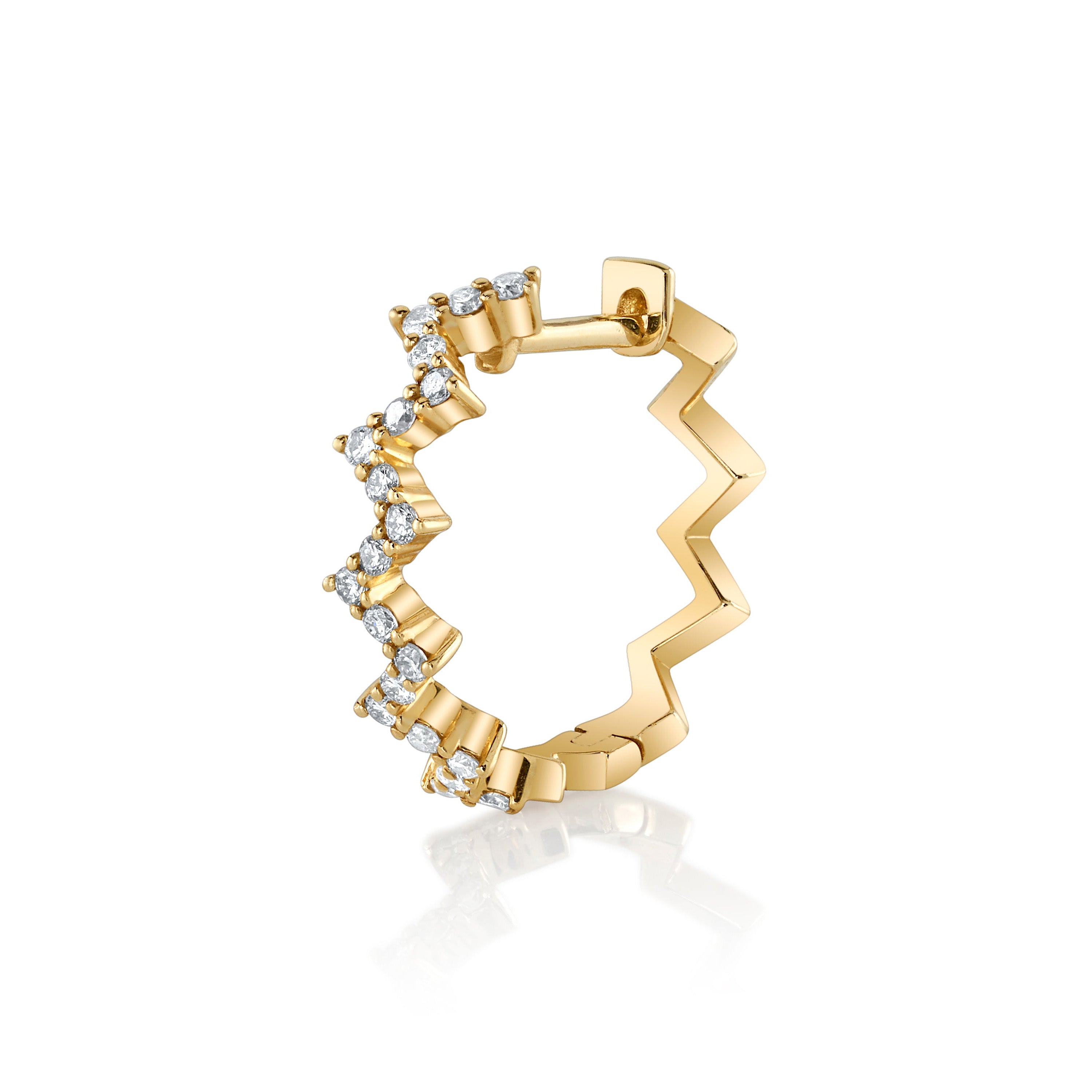 Diamond Zig Zag Huggie Huggie Earrings Roseark Deux Single