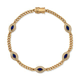 'All Seeing Eye' Chain Bracelet with Stones Chain Bracelet Roseark Deux Blue Sapphire