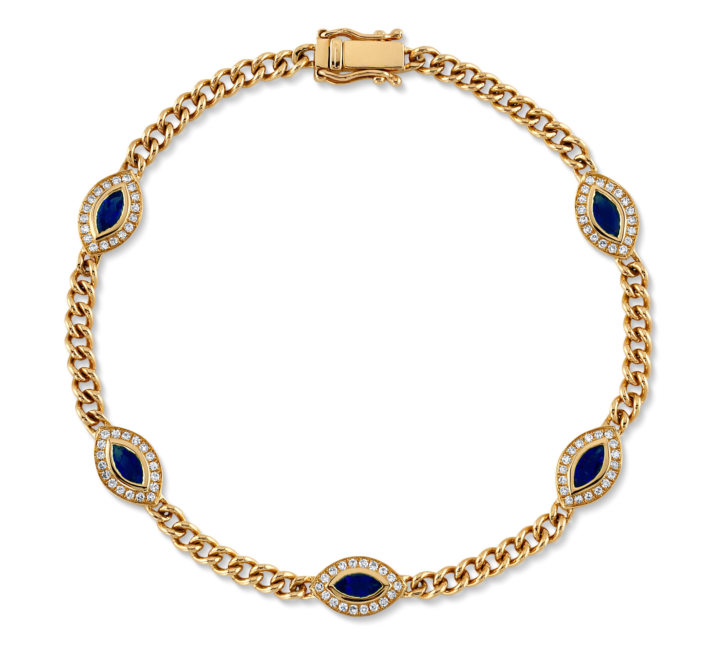 'All Seeing Eye' Chain Bracelet with Stones Chain Bracelet Roseark Deux Blue Sapphire