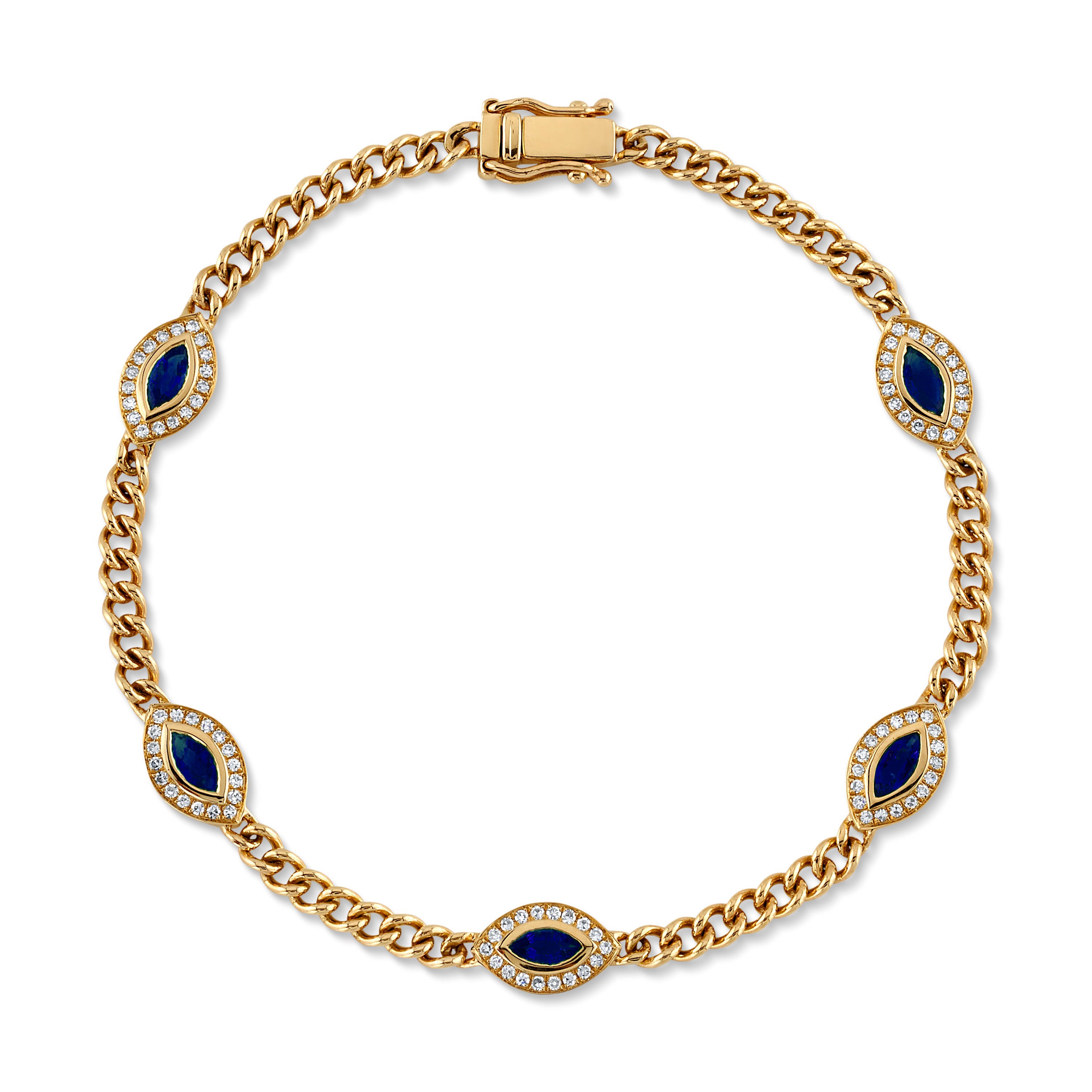 'All Seeing Eye' Chain Bracelet with Stones Chain Bracelet Roseark Deux Blue Sapphire