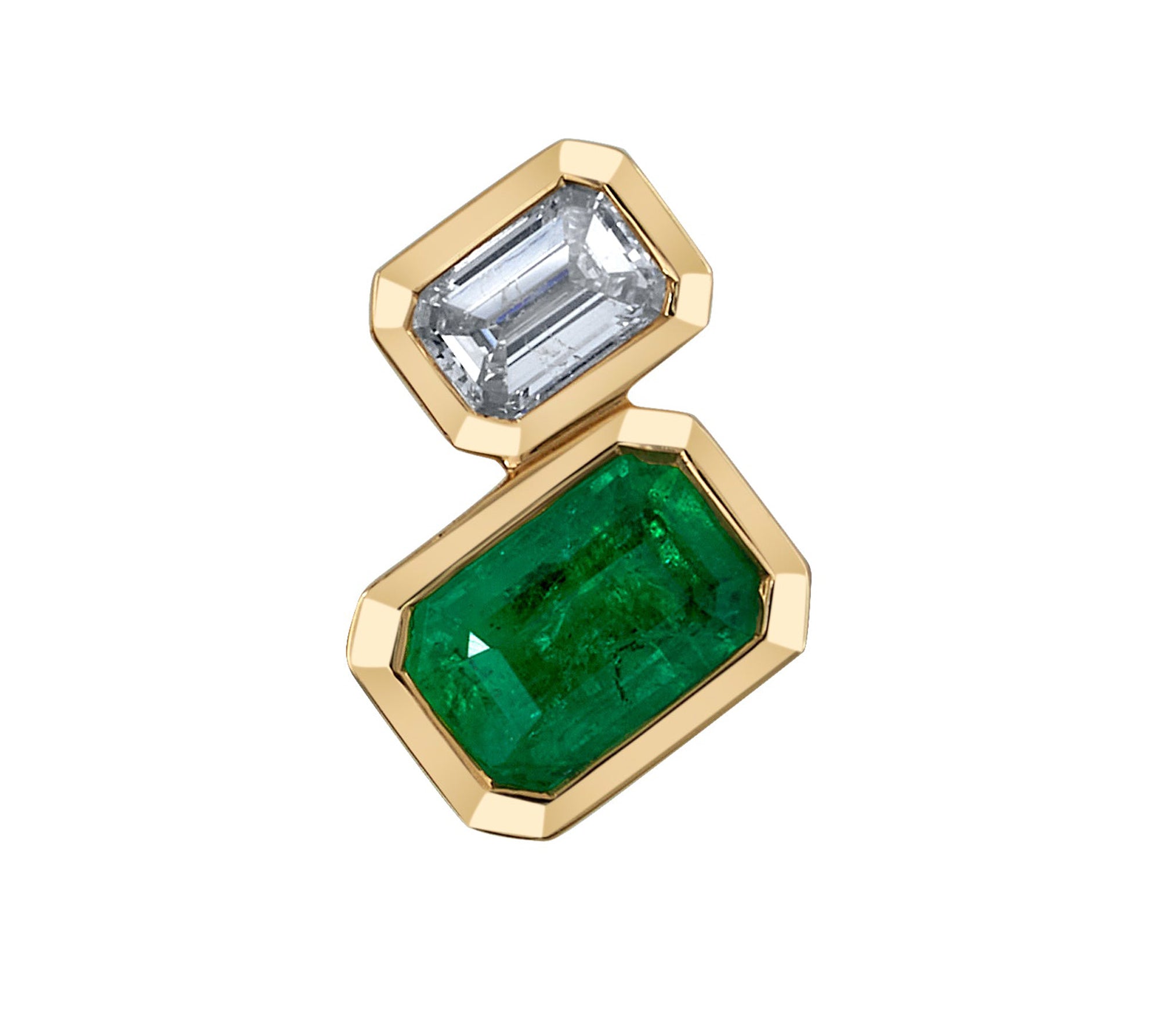 Emerald Diamond Baguette Stud Stud Earrings Roseark Deux Single Left
