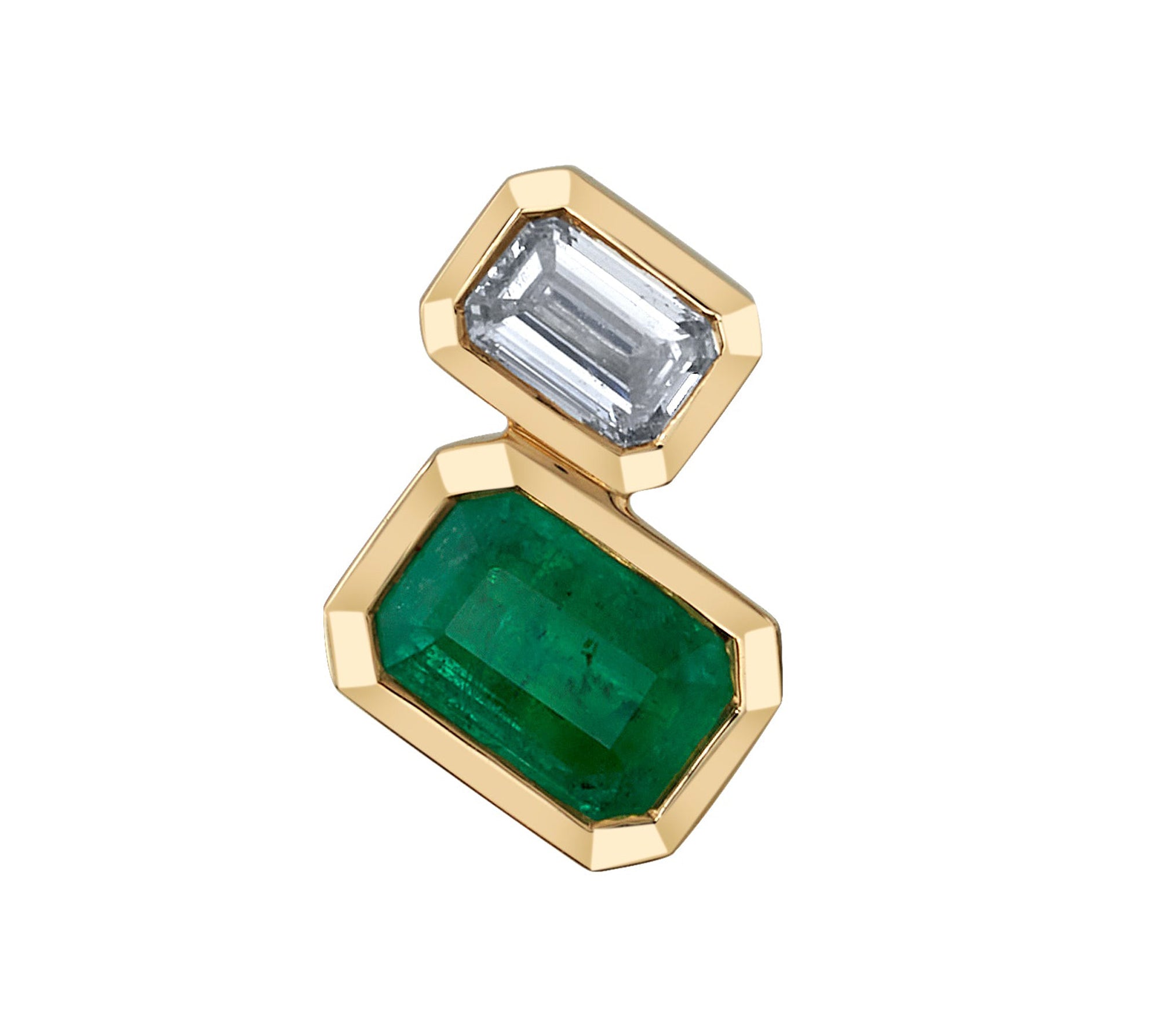 Emerald Diamond Baguette Stud Stud Earrings Roseark Deux Single Right