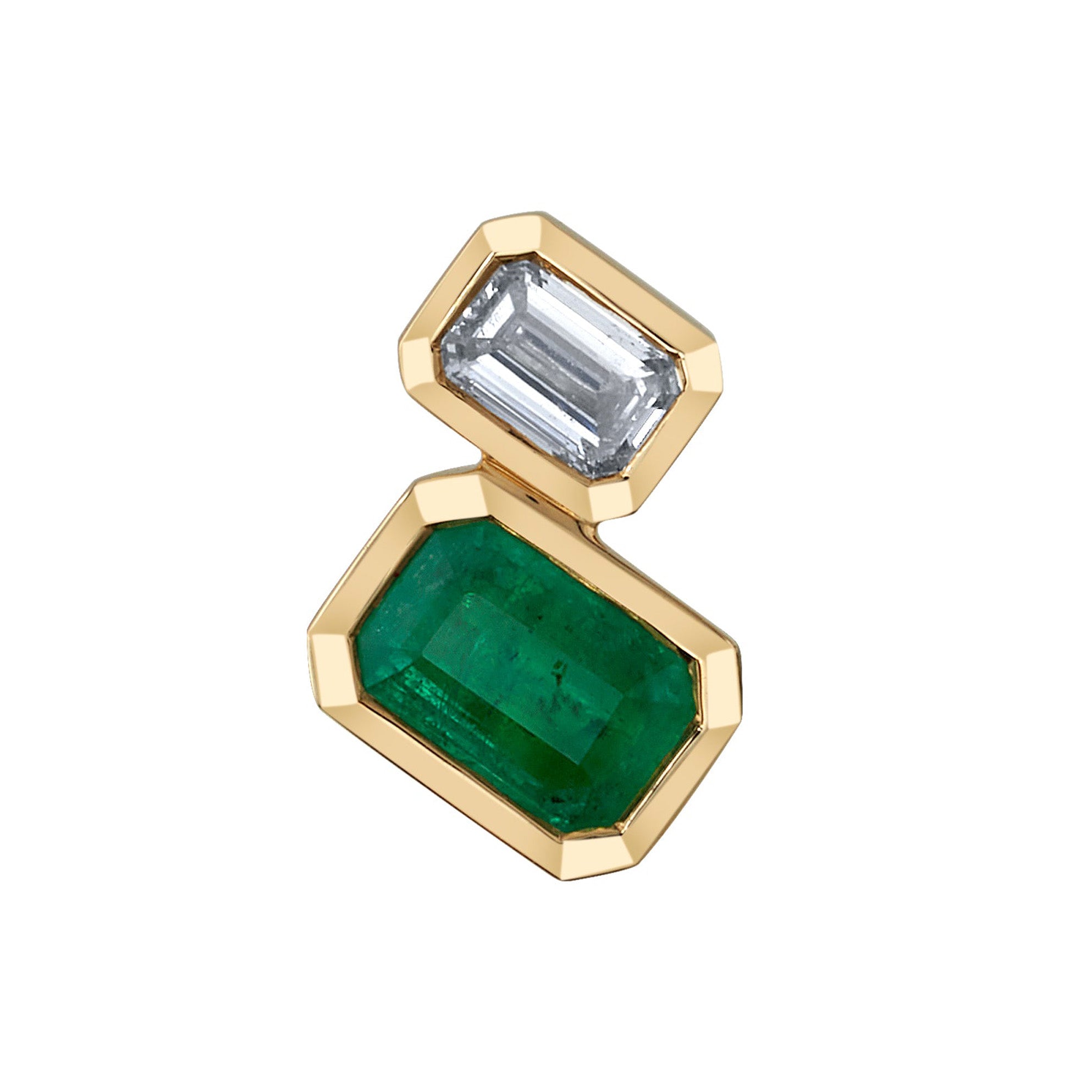 Emerald Diamond Baguette Stud Stud Earrings Roseark Deux Single Right