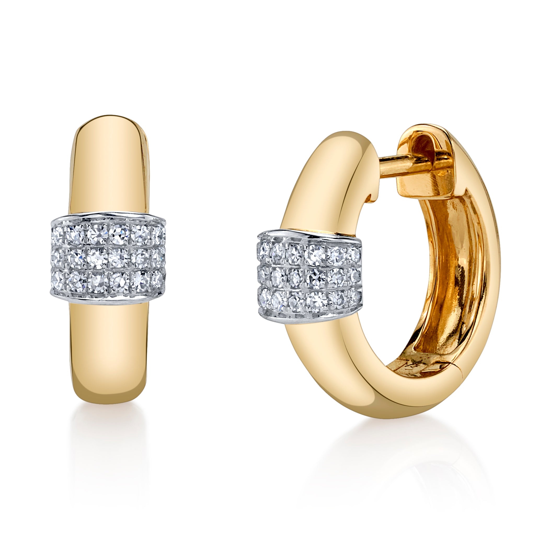 Diamond Stripe Huggie Huggie Earrings Roseark Deux Pair