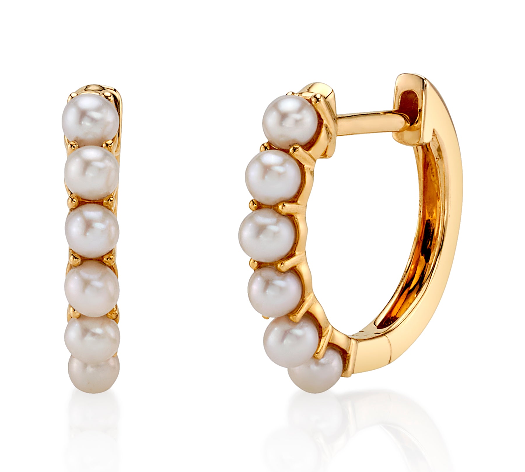 Thin Six-Pearl Huggie Huggie Earrings Roseark Deux Pair