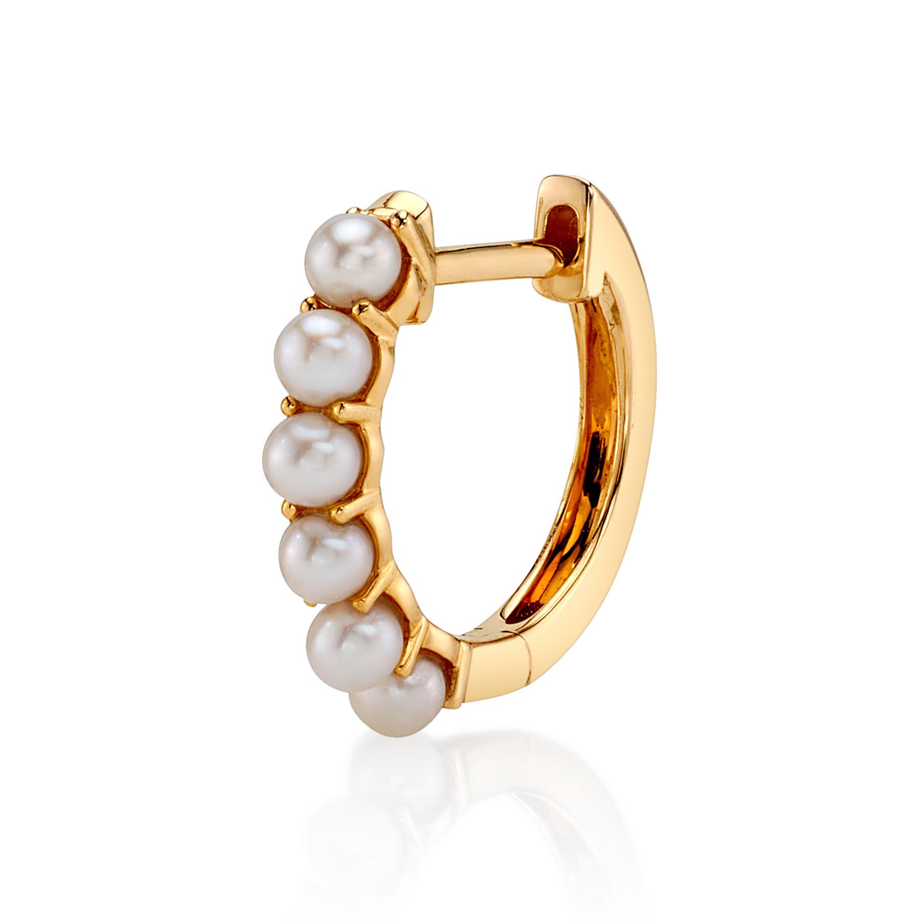 Thin Six-Pearl Huggie Huggie Earrings Roseark Deux Single
