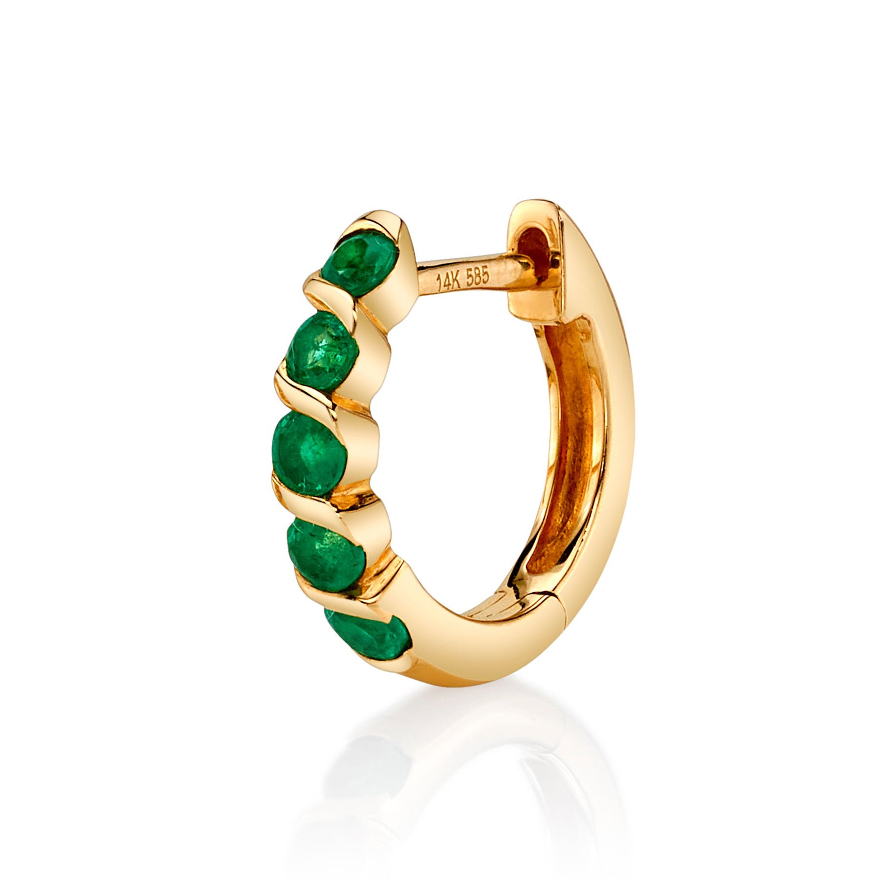 Five Stone Emerald Huggie Huggie Earrings Roseark Deux Single