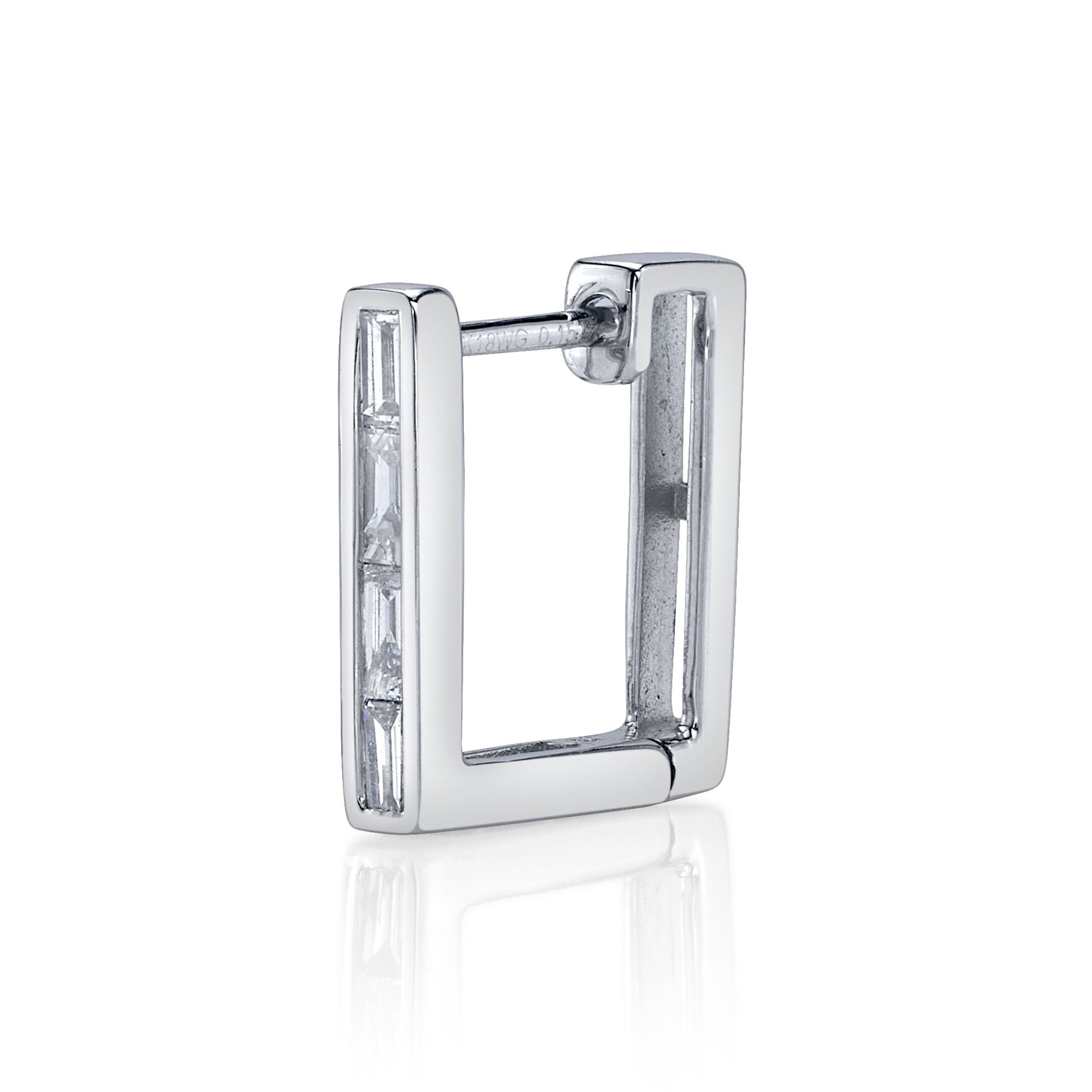 Baguette Diamond Square Hoop Hoop Earrings Roseark Deux Single