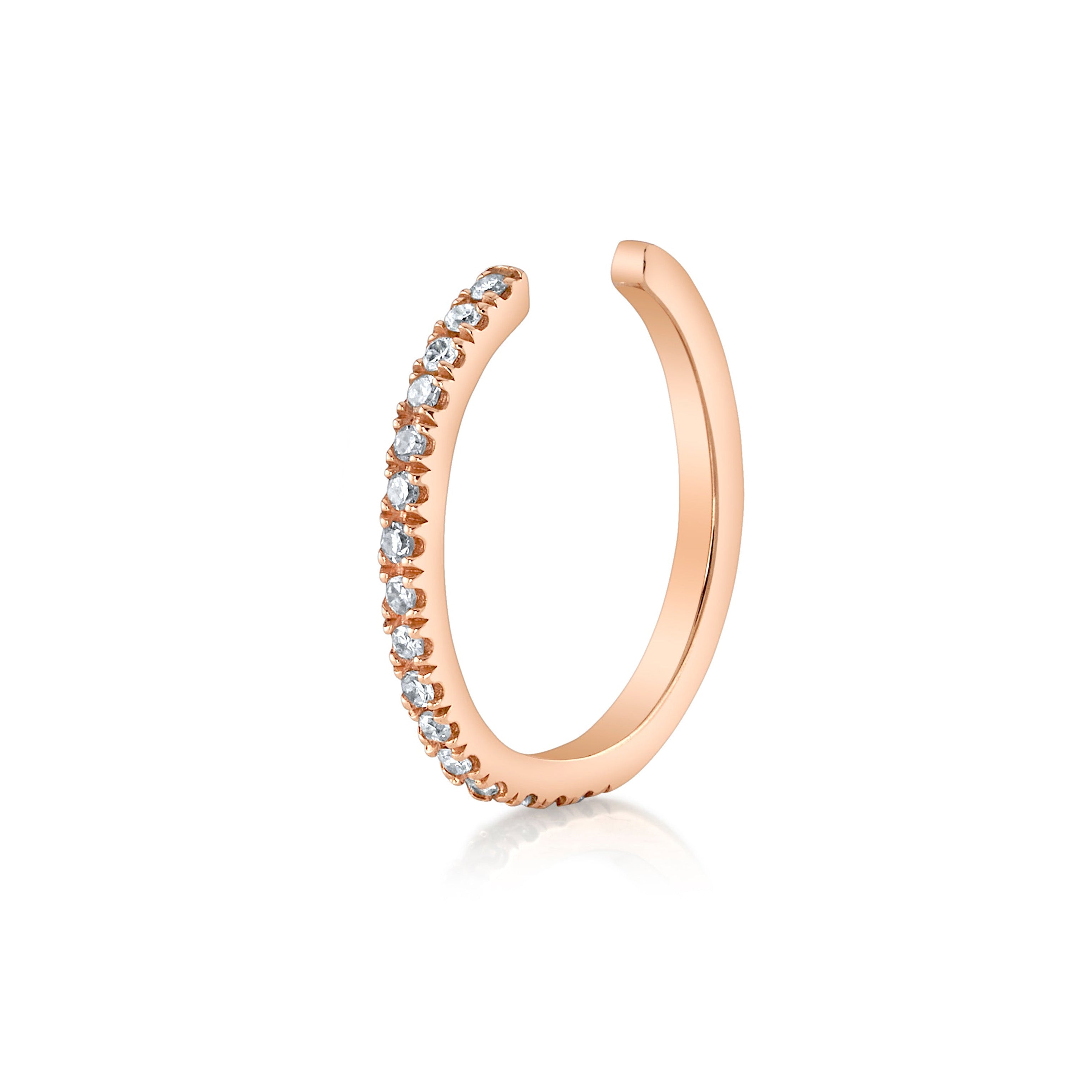 Thin Rose Ear Cuff with Diamonds Ear Cuff Earring Roseark Deux