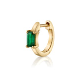 Precious-Stone Baguette Huggie Huggie Earrings Roseark Deux Single Emerald