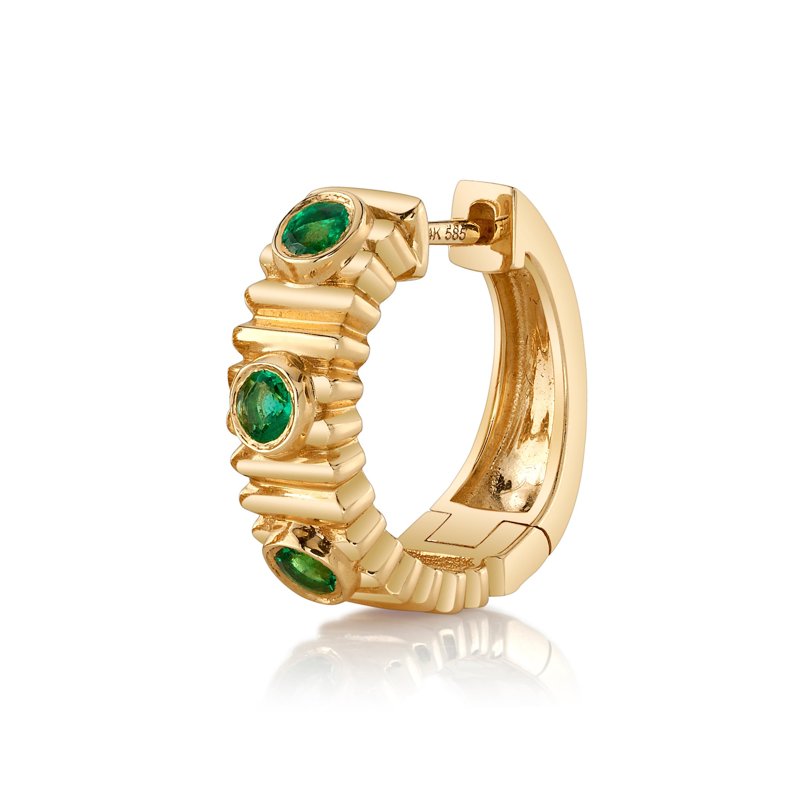 Emerald Accordian Huggie Huggie Earrings Roseark Deux Single