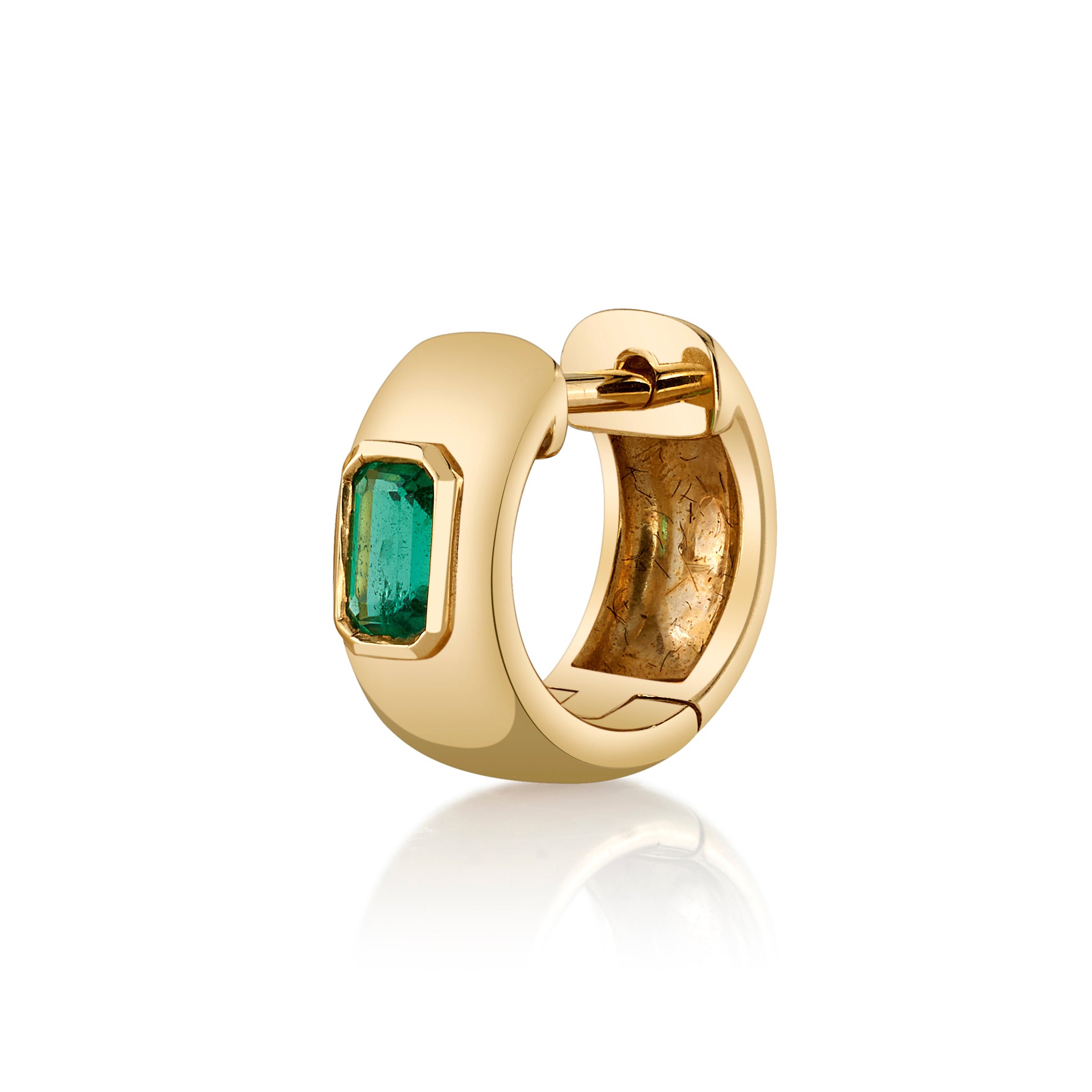Emerald Baguette Huggie Huggie Earrings Roseark Deux Single