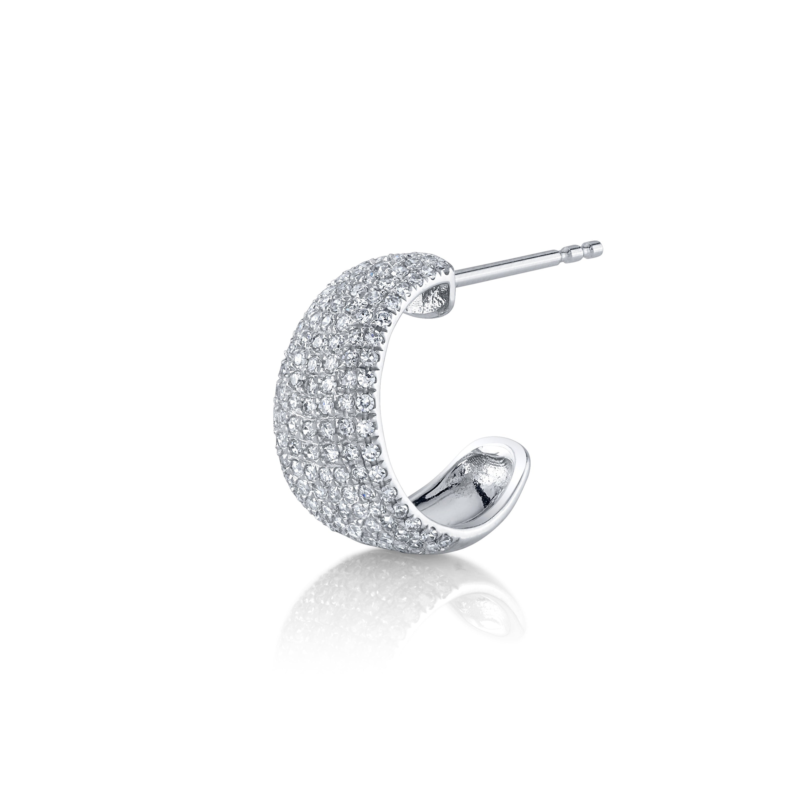 Pavé Diamond Wide Huggie Huggie Earrings Roseark Deux Single